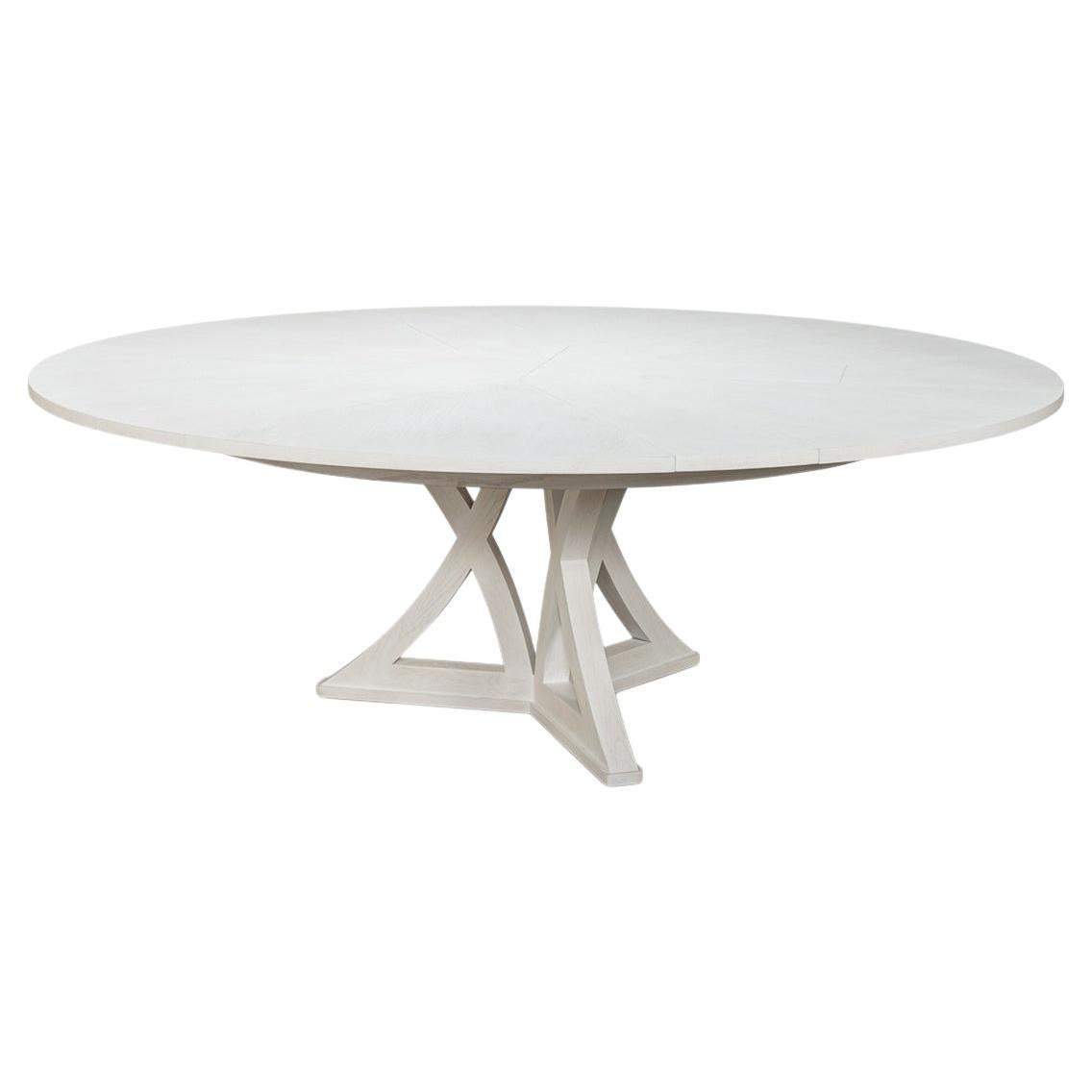 Table de salle à manger ronde rustique, blanc cassé en vente