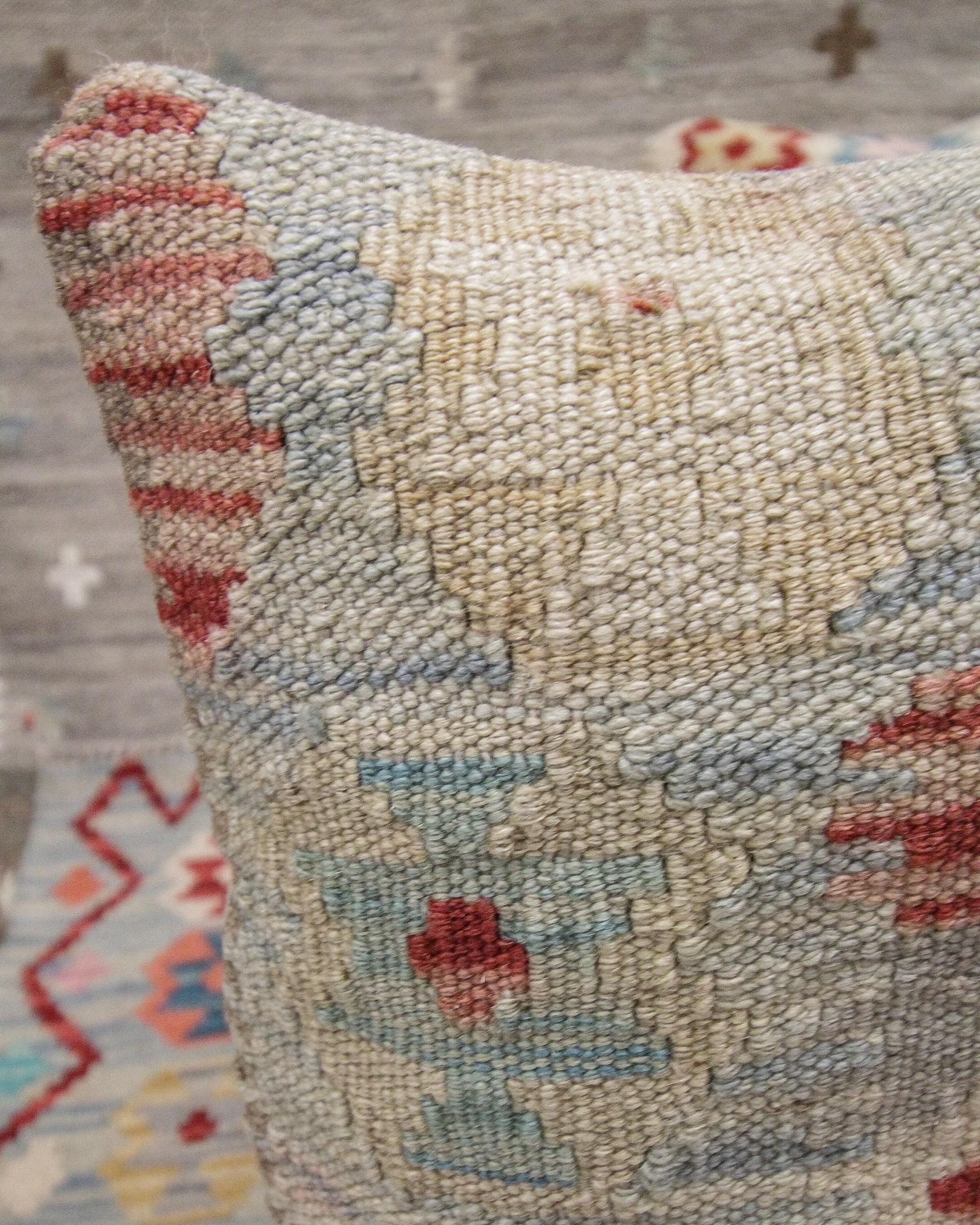 Organic Modern Rustic Kilim Cushion Cover Handwoven New Traditional Oriental Wool Pillow