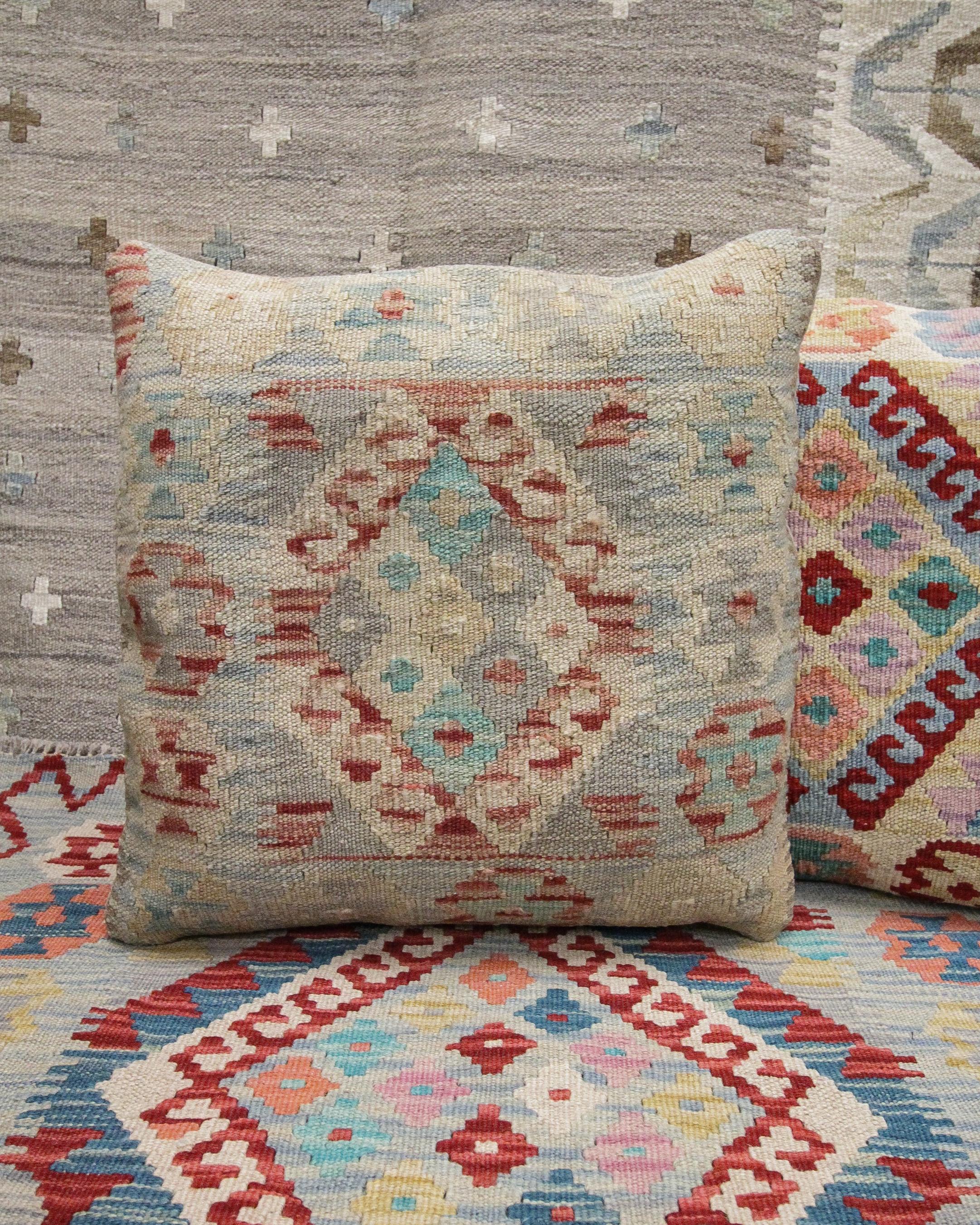 Vegetable Dyed Rustic Kilim Cushion Cover Handwoven New Traditional Oriental Wool Pillow