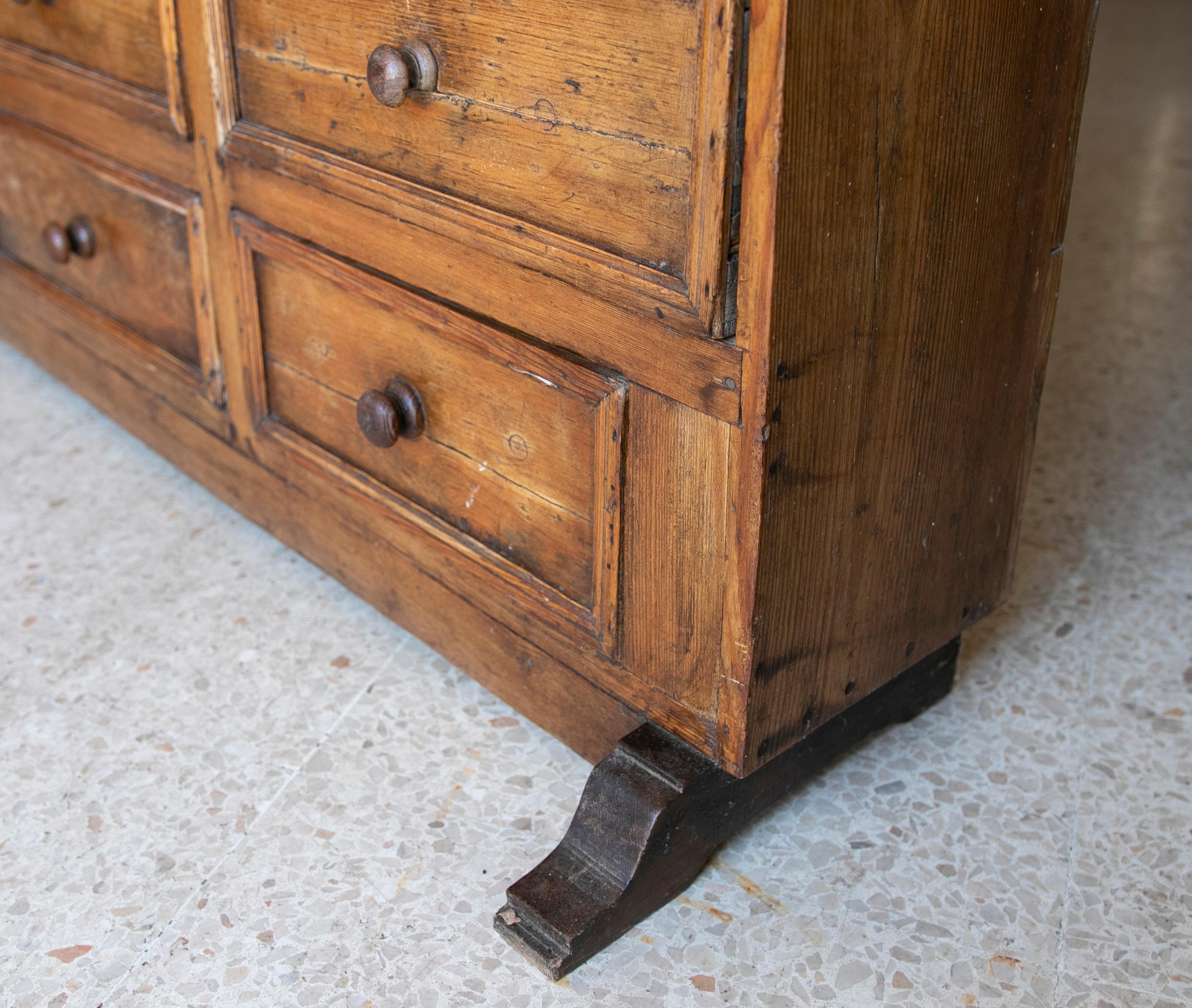 Rustic Kitchen Display Cabinet with Doors, Shelves and Drawers in the Lower Part For Sale 1