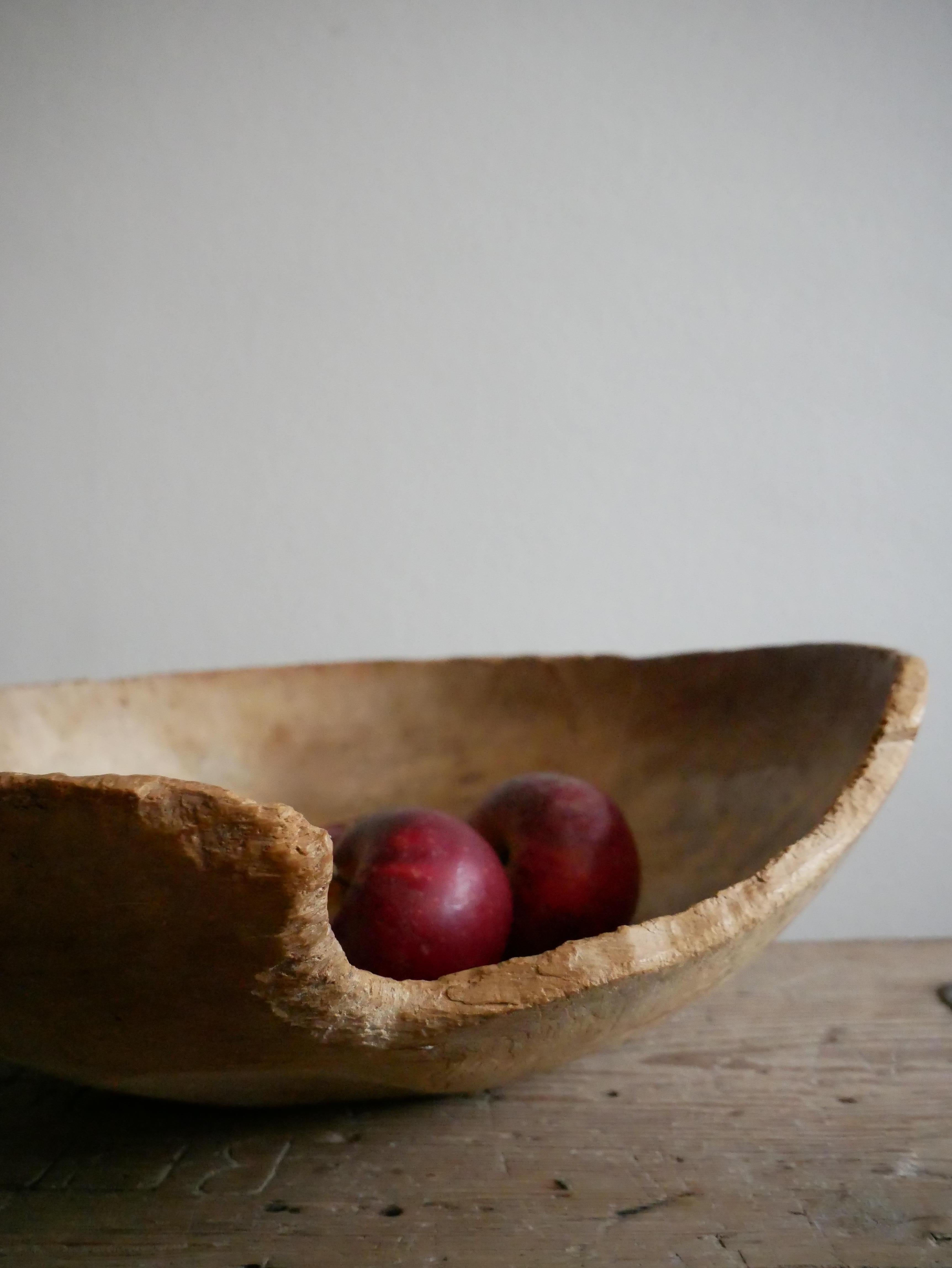 Rustic Large Folk Art Swedish Wood Bowl For Sale 7