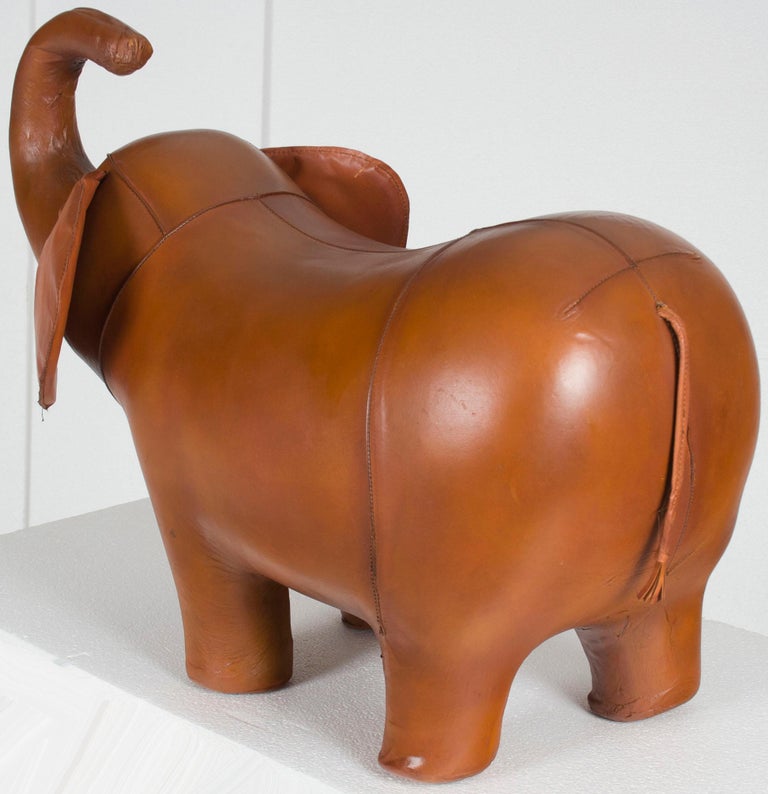 Rustic Leather Elephant  Animal Footstool Stool For Sale at 