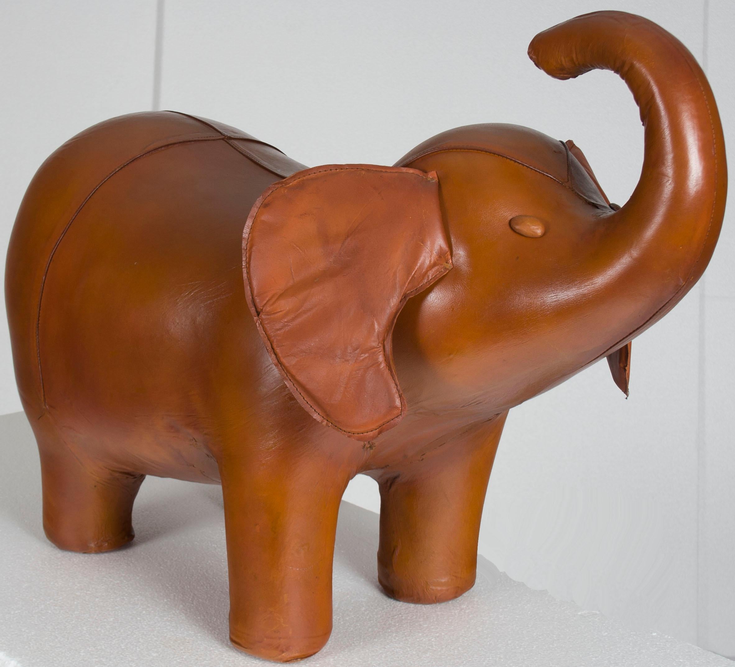 English Rustic Leather Elephant Animal Footstool Stool For Sale