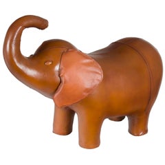Rustic Leather Elephant Animal Footstool Stool