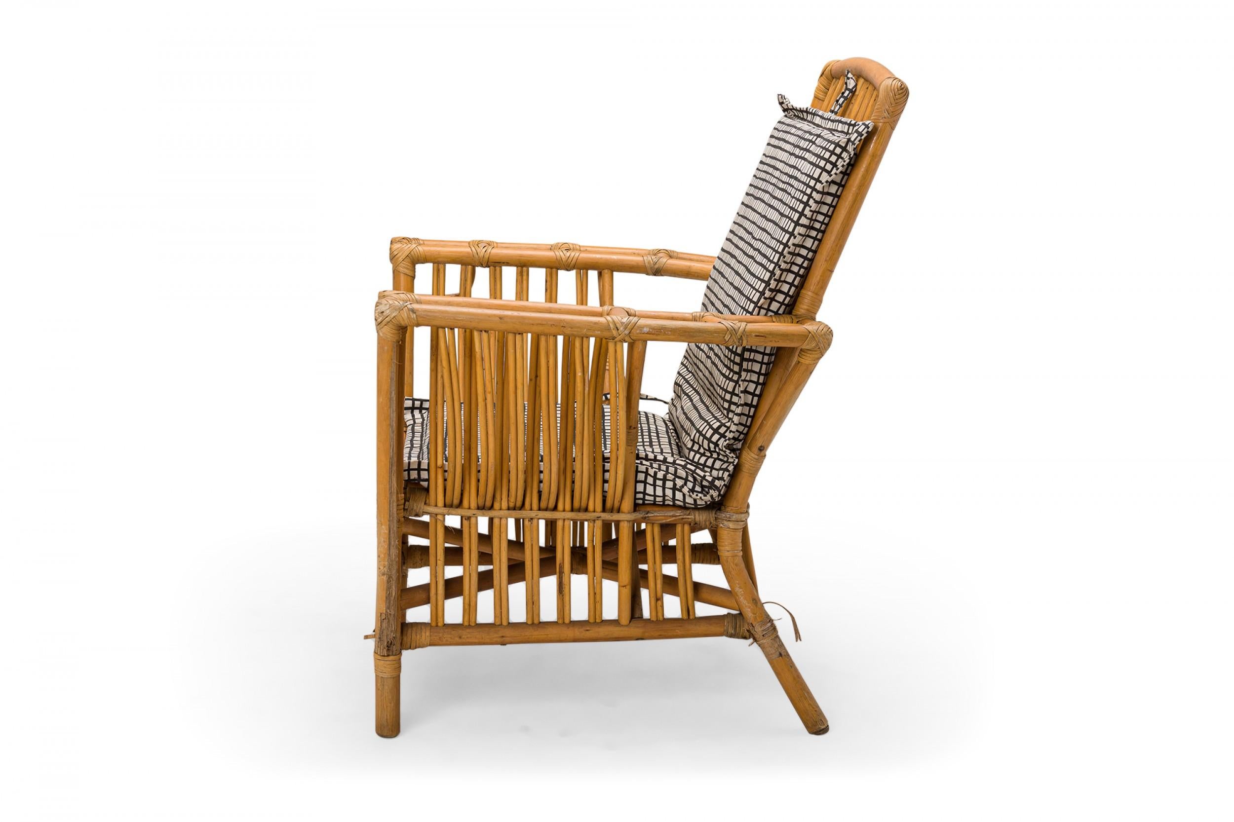 20th Century Rustic Light Split Reed and Rattan Lounge Armchairs