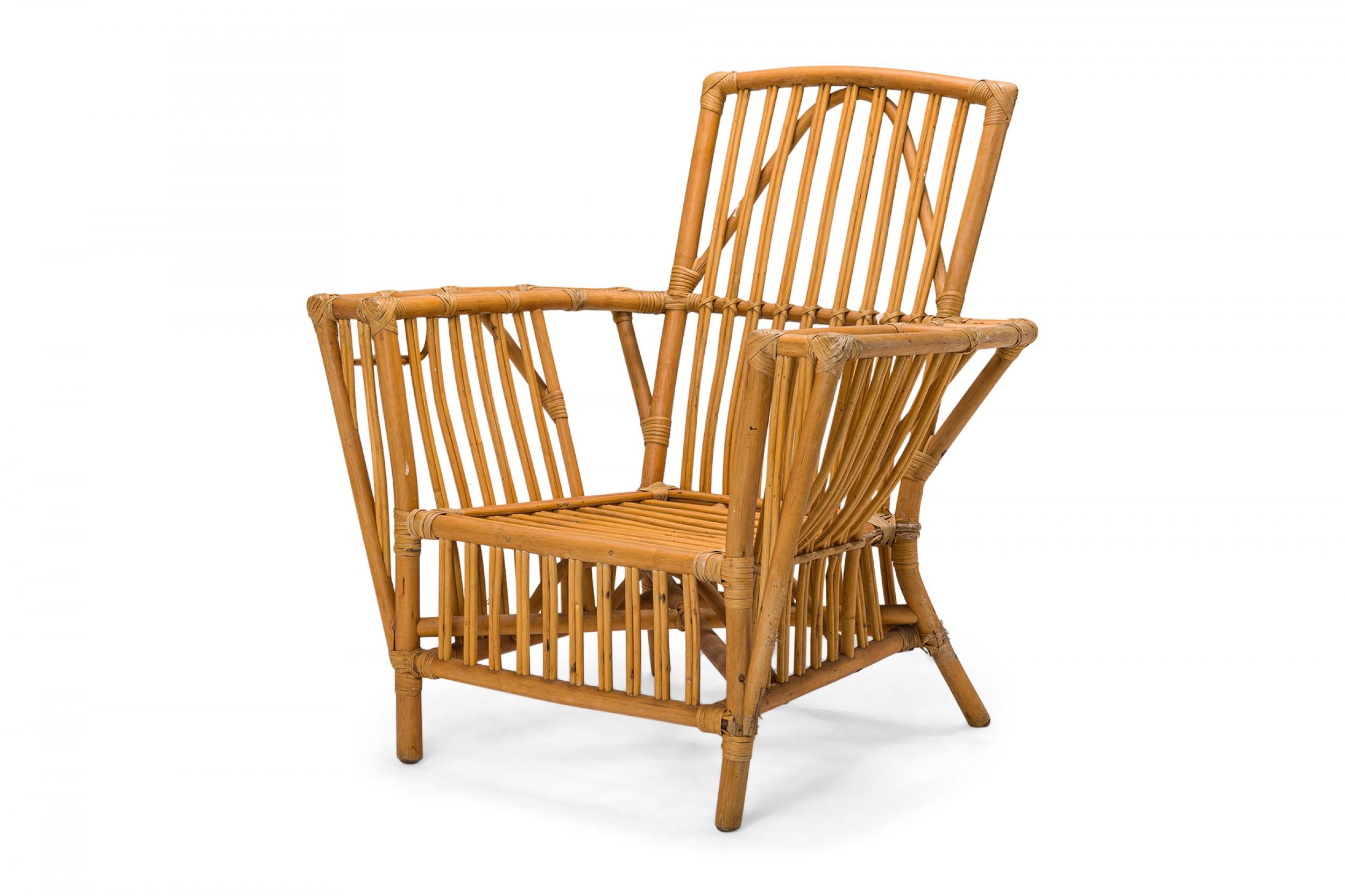 Rustic Light Split Reed and Rattan Lounge Armchairs 3