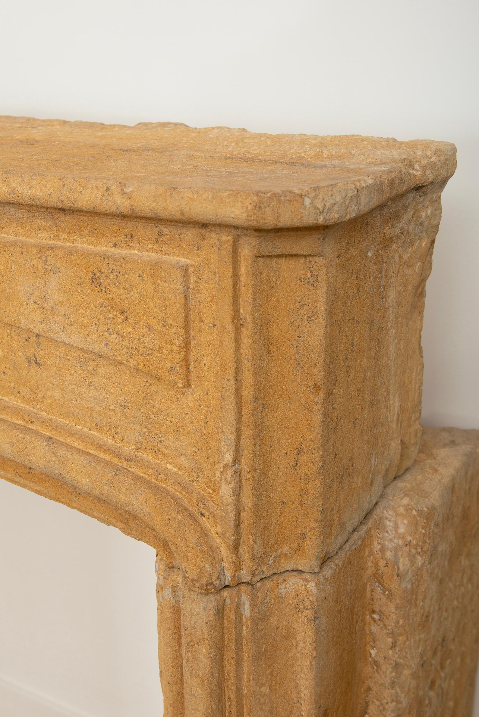 Rustic Limestone Louis XIV Fireplace Mantel For Sale 2