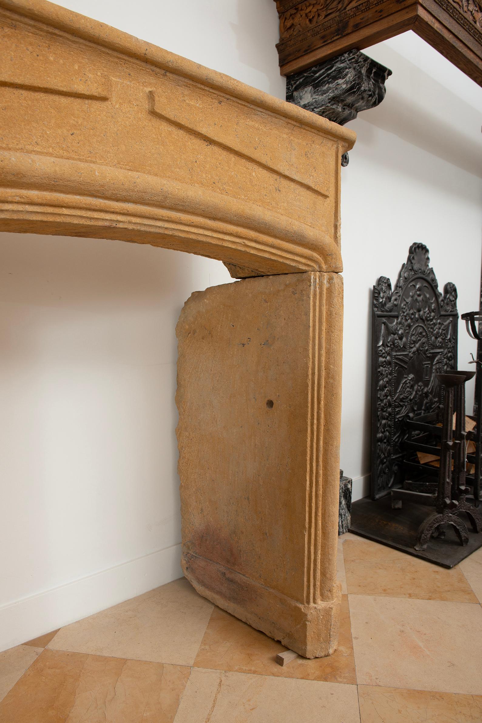 Rustic Limestone Louis XIV Fireplace Mantel For Sale 5