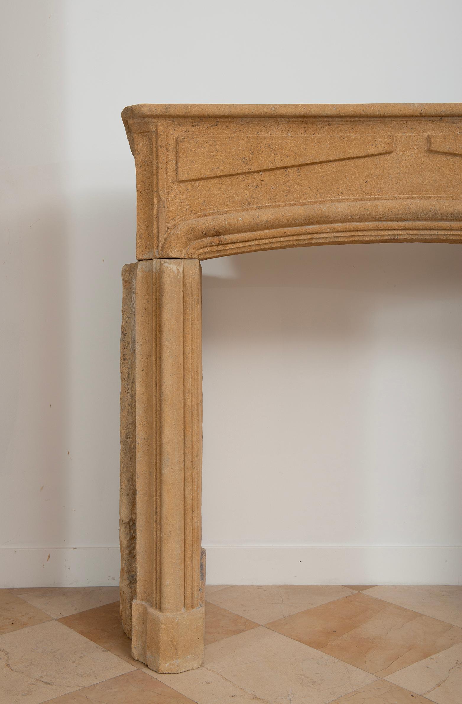 Rustic Limestone Louis XIV Fireplace Mantel For Sale 10