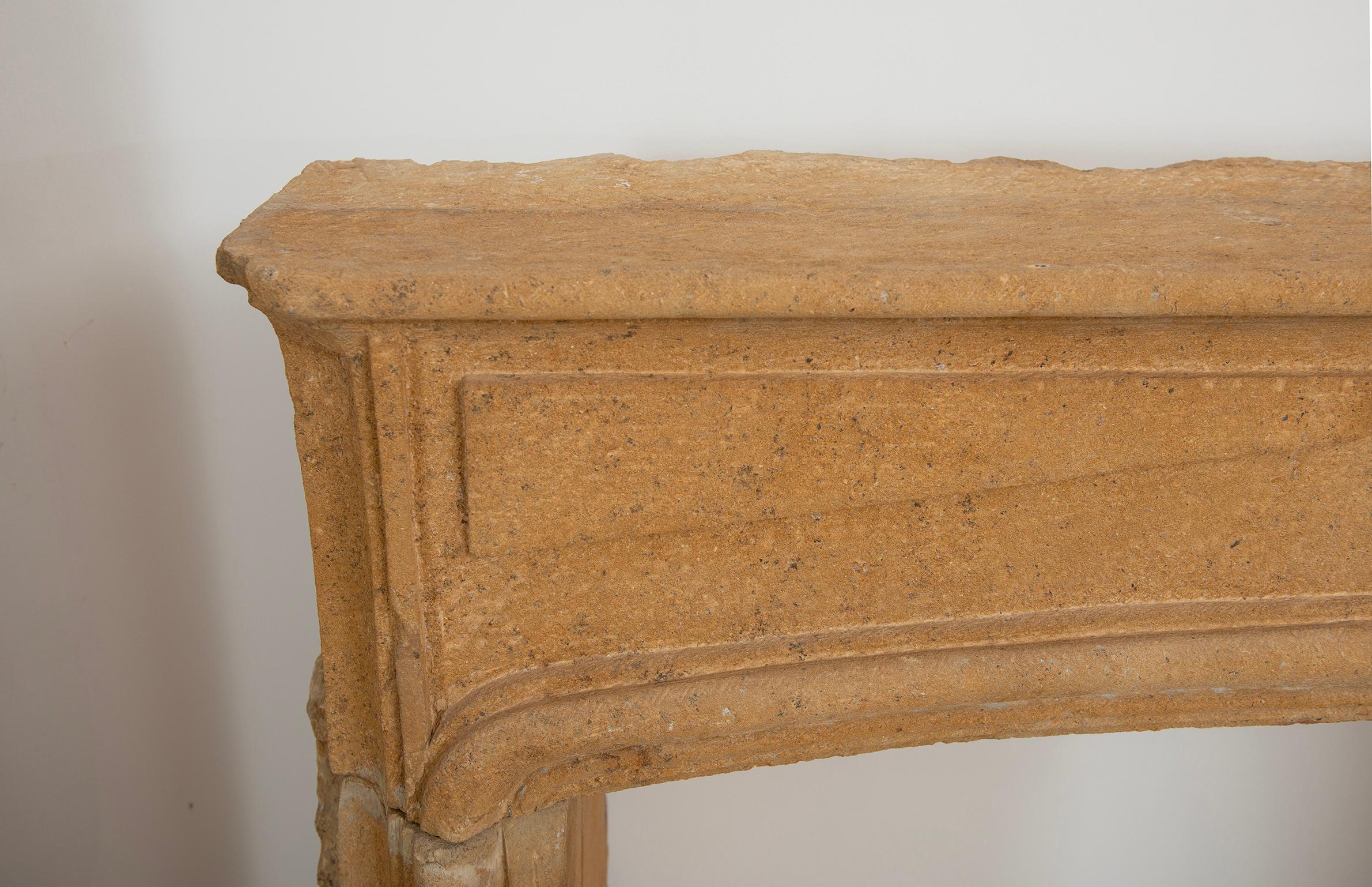 Rustic Limestone Louis XIV Fireplace Mantel For Sale 11