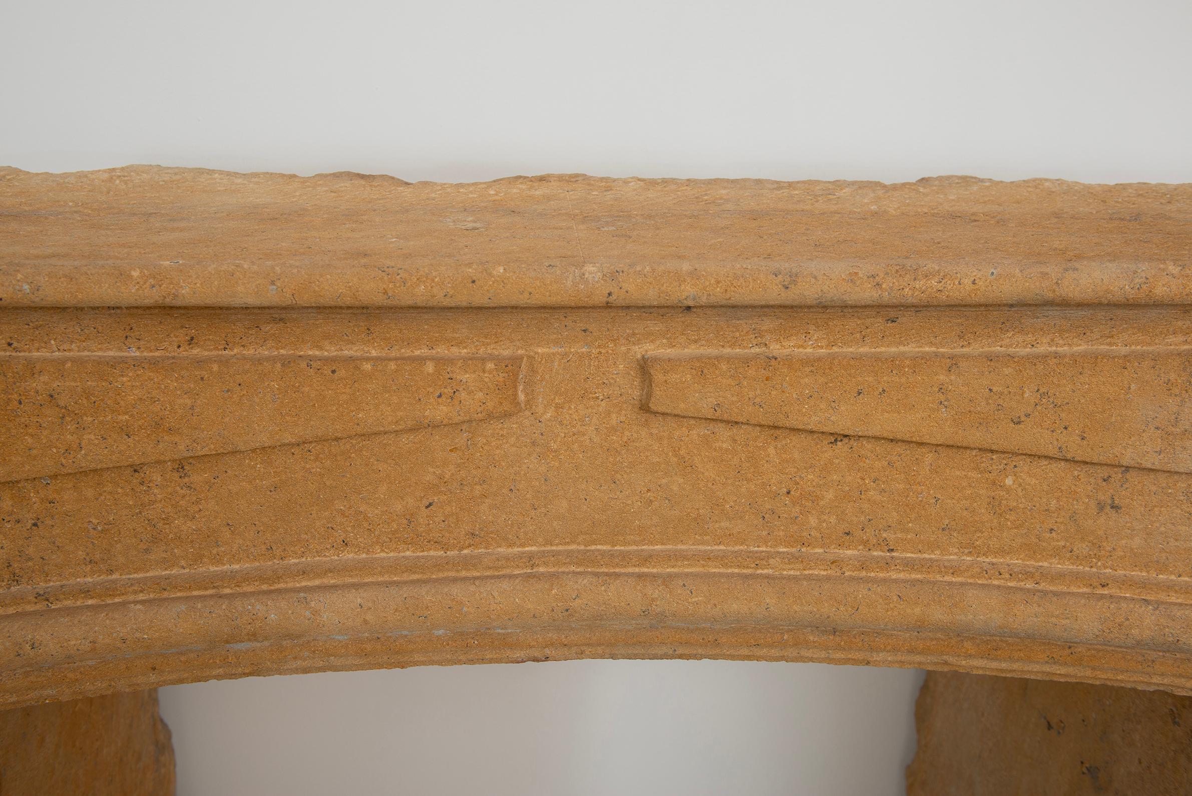 Rustic Limestone Louis XIV Fireplace Mantel For Sale 12