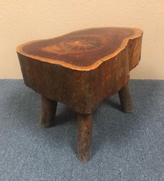 Rustic "Live Edge" Eucalyptus Wood Side Table
