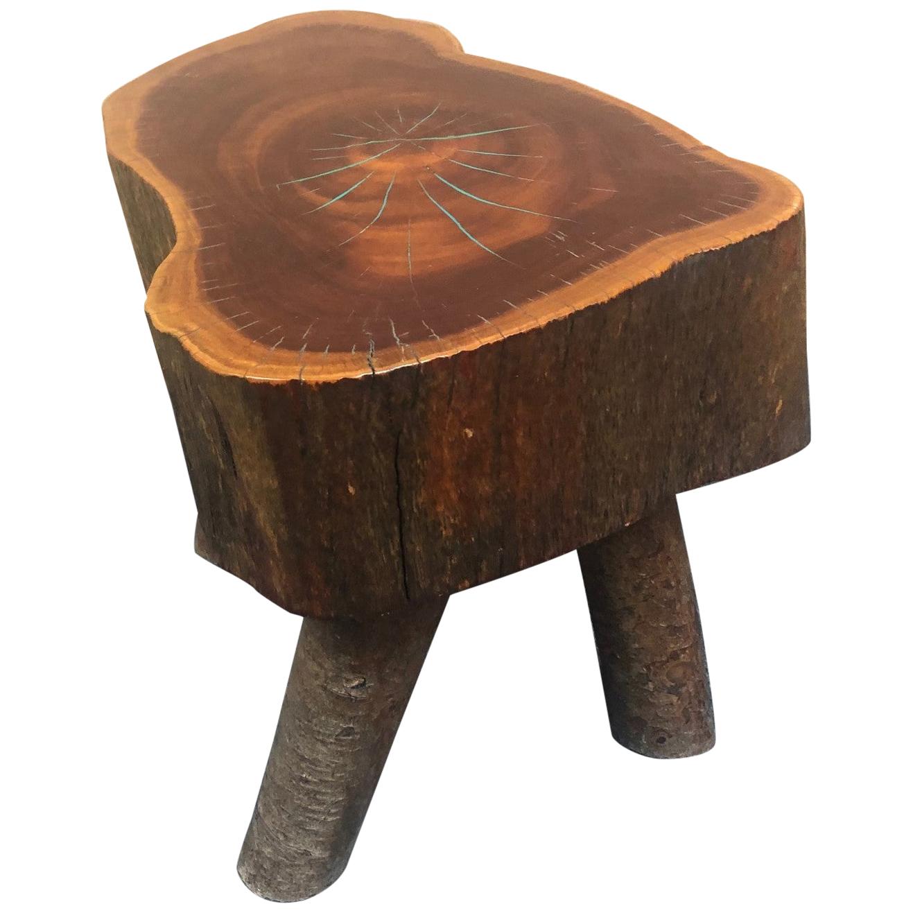 Rustic "Live Edge" Eucalyptus Wood Side Table