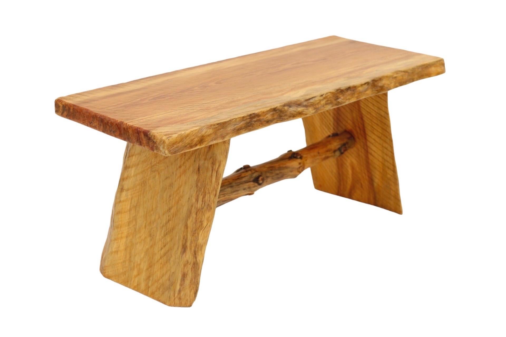 Rustic Live Edge Pine Bench In Good Condition For Sale In Bradenton, FL
