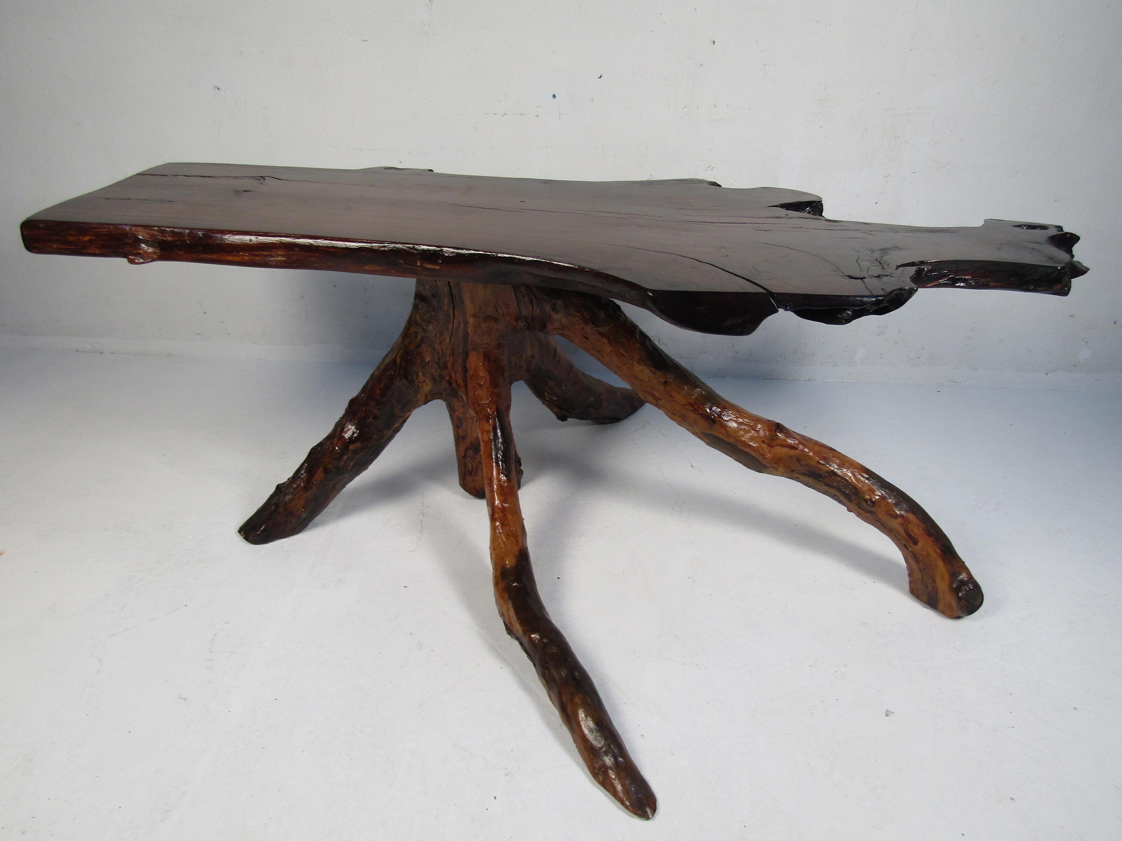 20th Century Rustic Live-Edge Slab Table For Sale