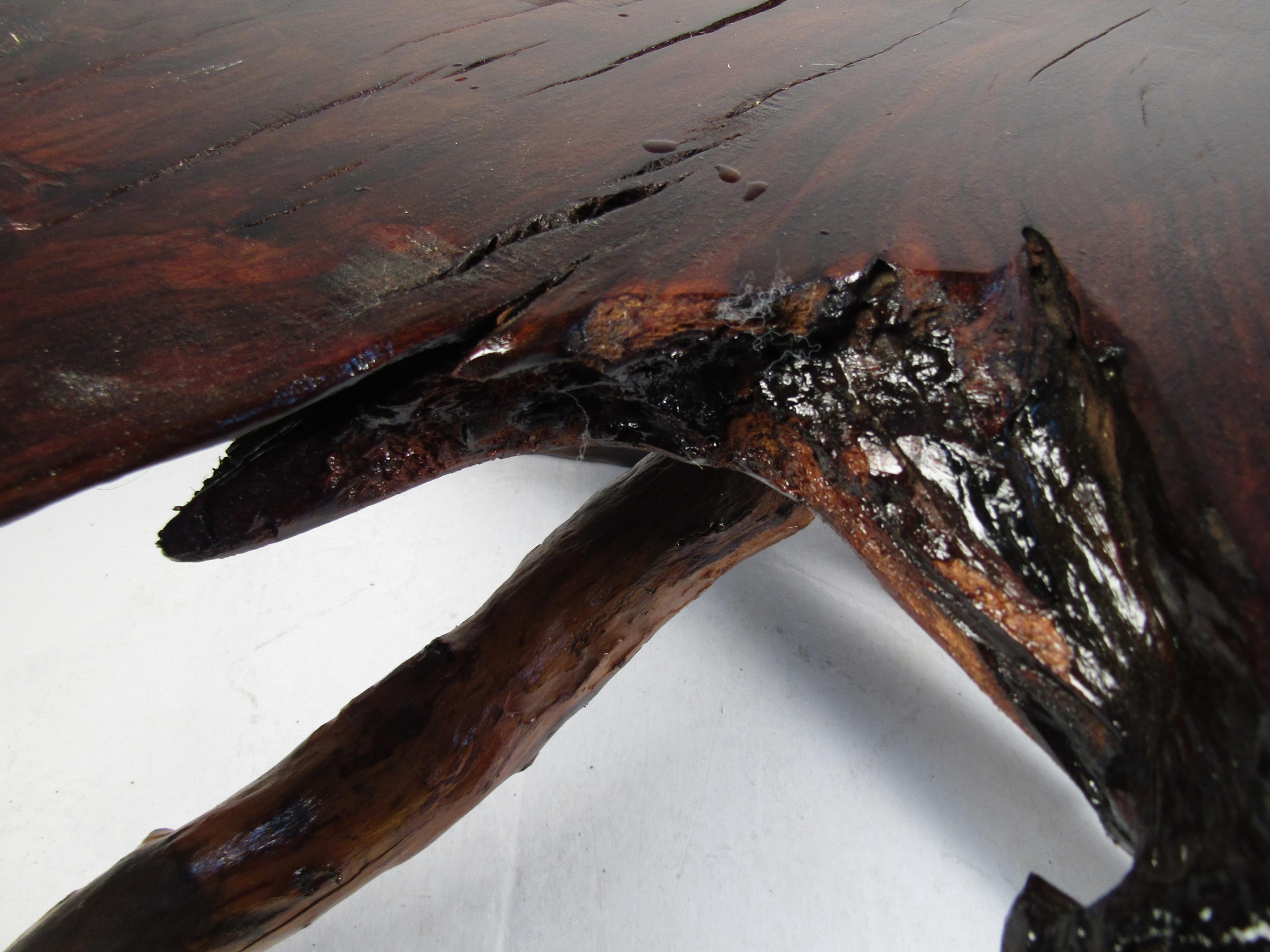 Wood Rustic Live-Edge Slab Table For Sale