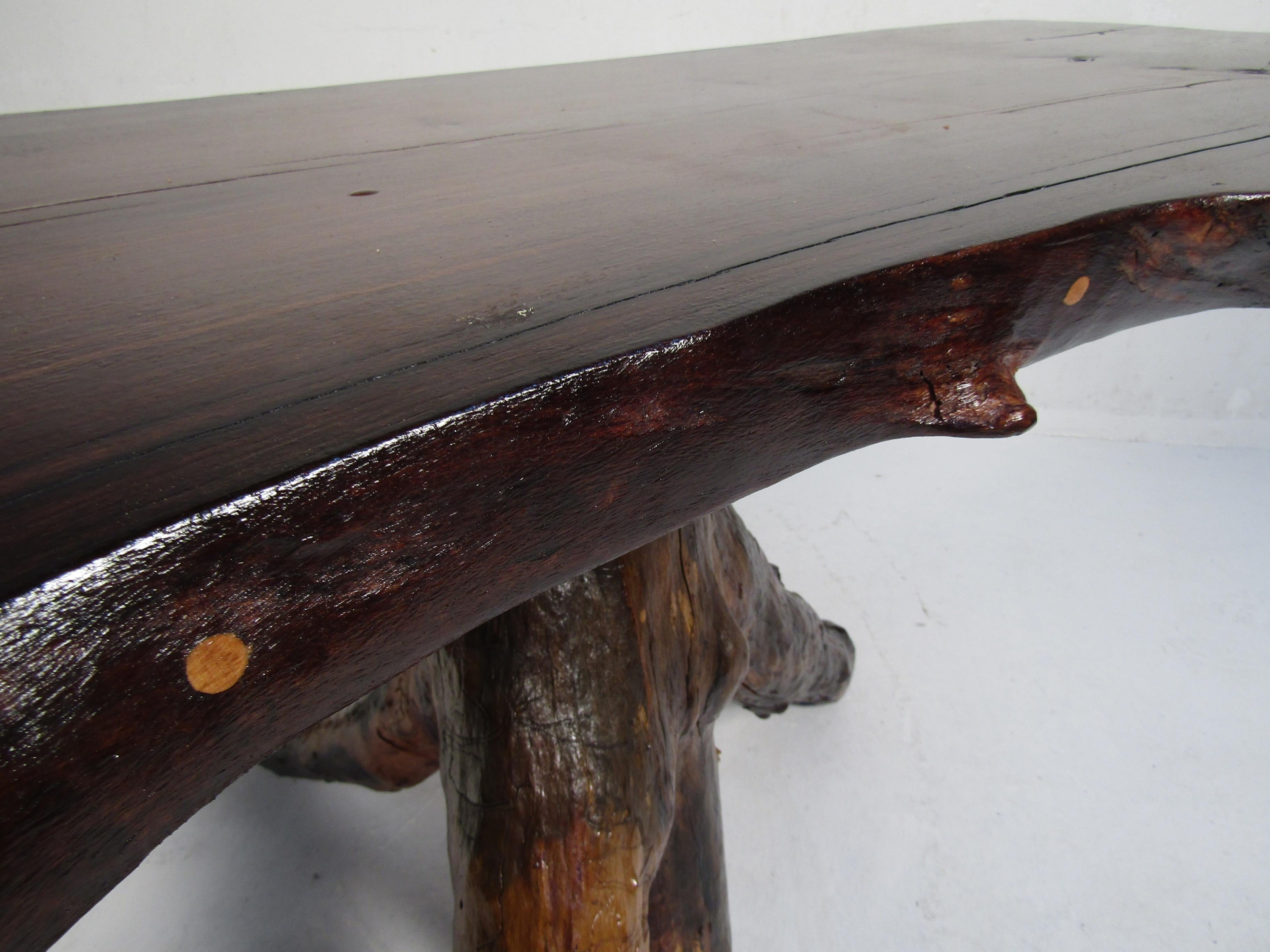 Rustic Live-Edge Slab Table For Sale 3