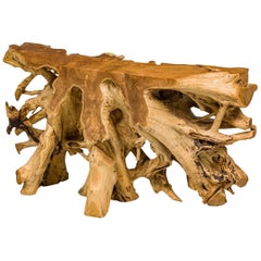 Rustic Live Edge Tree Root ConsoleTable