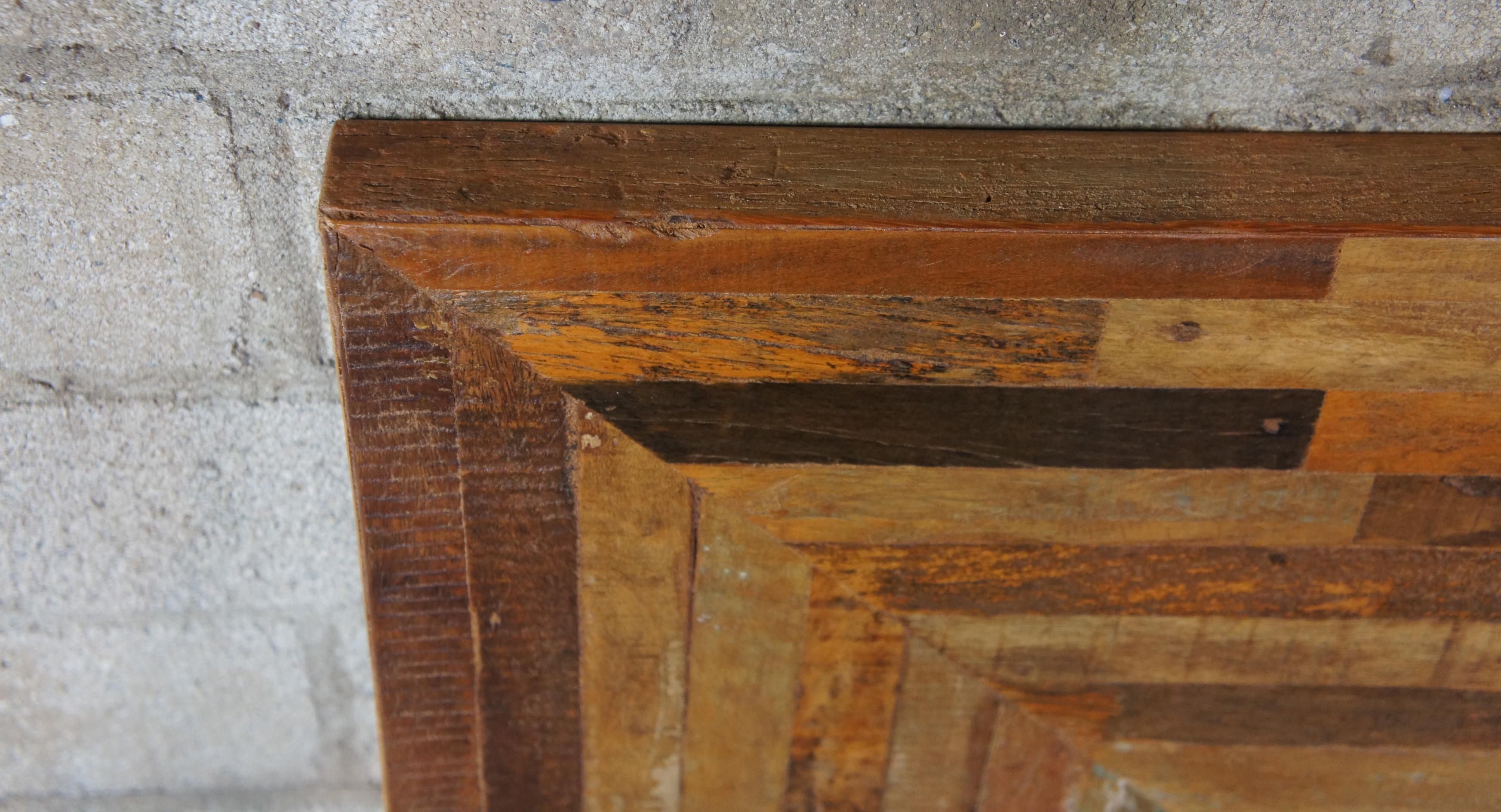 Rustic Lodge Farmhouse Planked Driftwood Floor Wall Overmantel Mirror Modern 4
