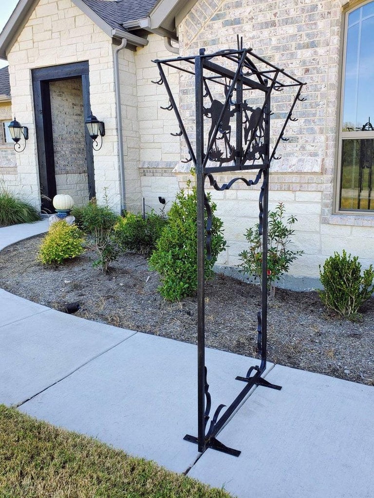 Rustic Lodge Style Iron Deer Hall Tree For Sale at 1stDibs