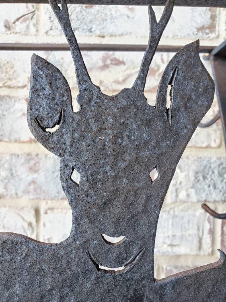 Rustic Lodge Style Forged Iron Deer Hall Tree For Sale 3