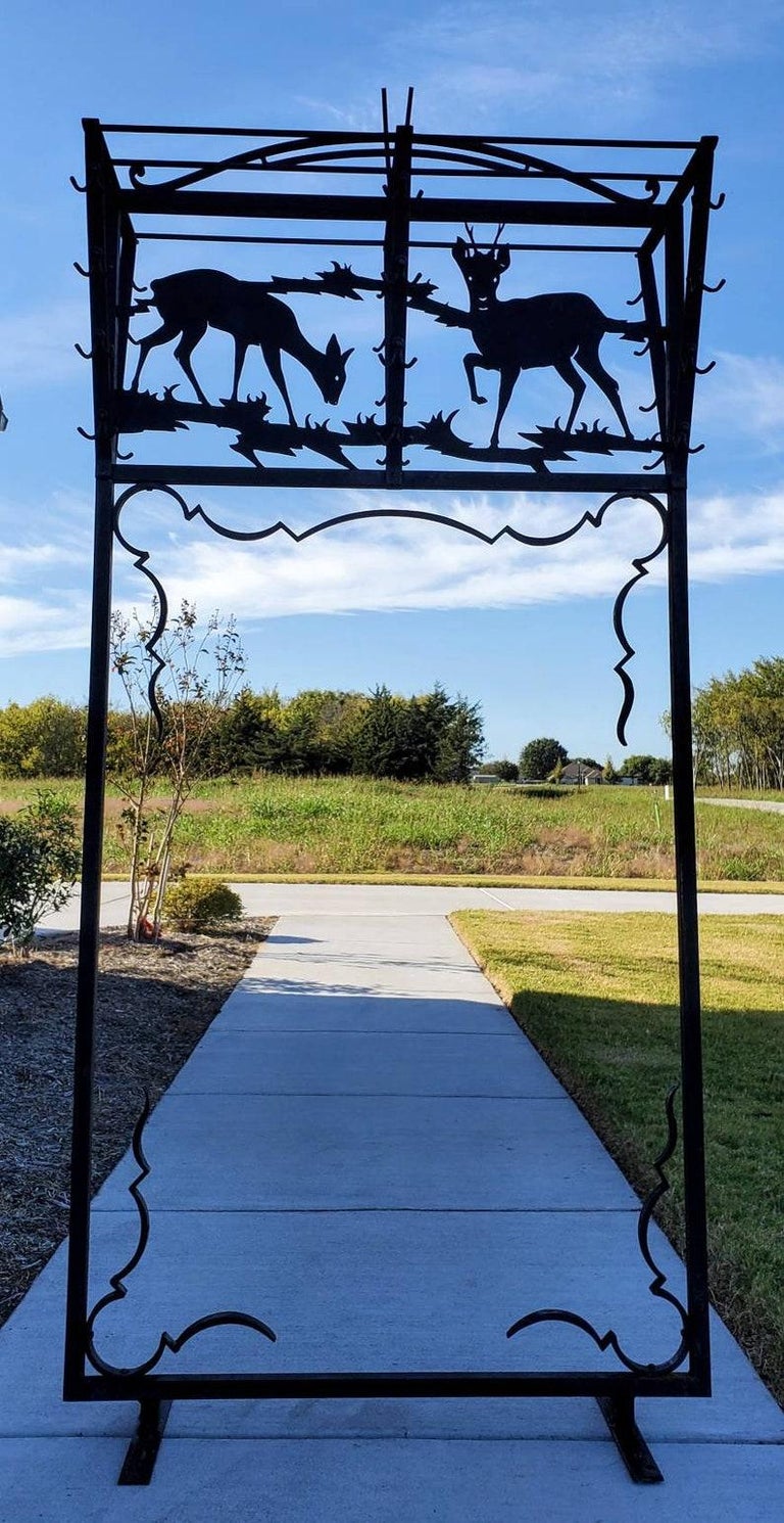 Rustic Lodge Style Iron Deer Hall Tree For Sale at 1stDibs