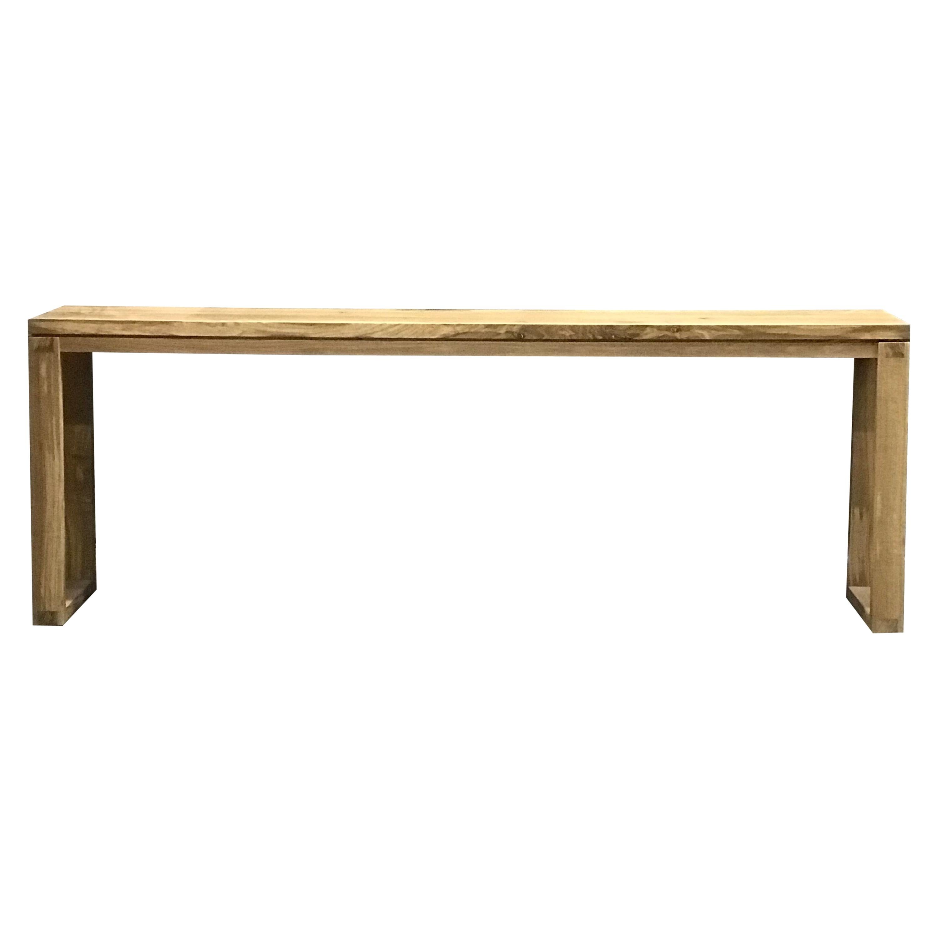 Rustic Long Narrow Modern White Oak Wood Console Table Parsons Style