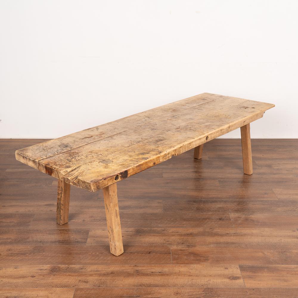 Rustic Long Plank Wood Coffee Table with Iron Bolts, Hungary, circa 1890 6