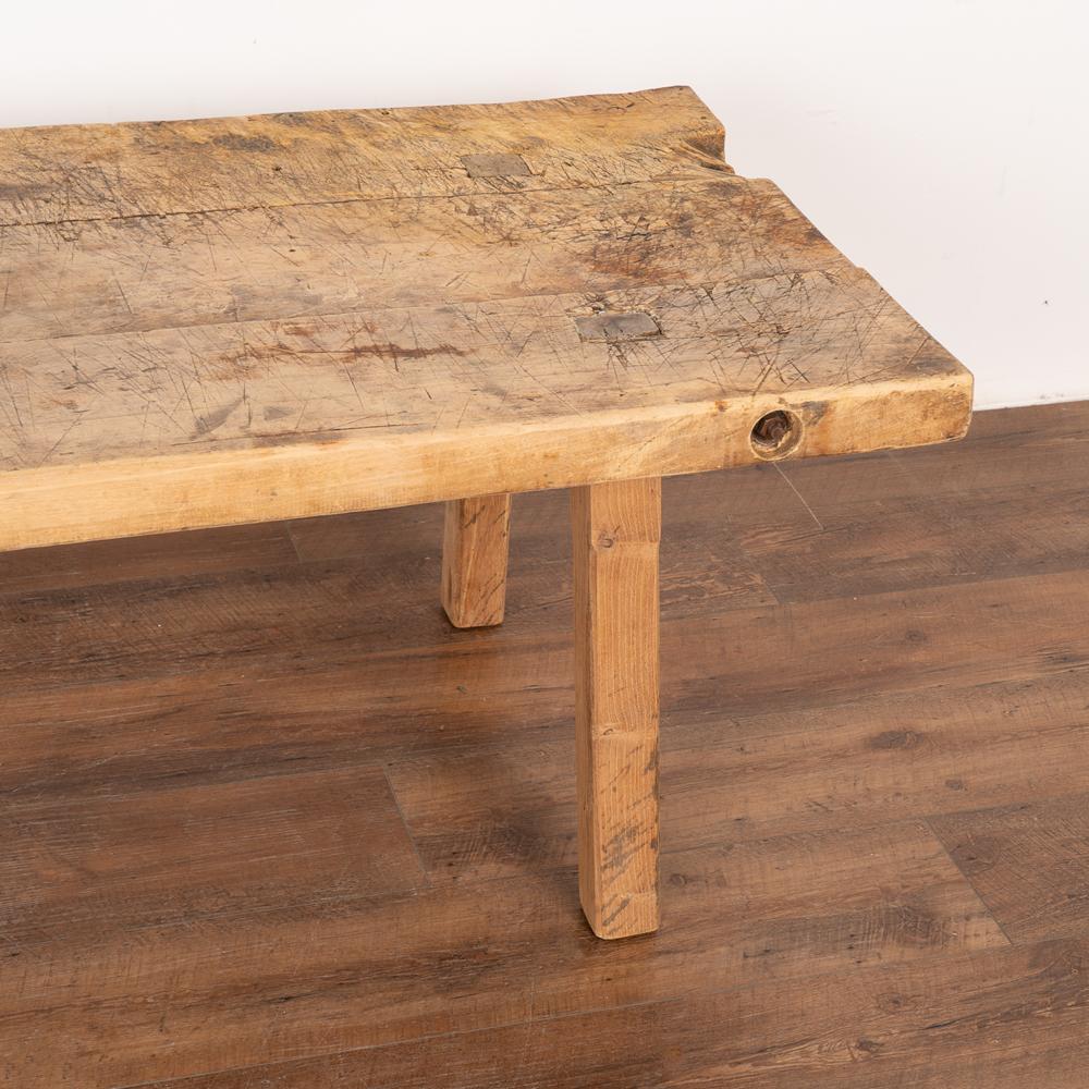 Rustic Long Plank Wood Coffee Table with Iron Bolts, Hungary, circa 1890 For Sale 3