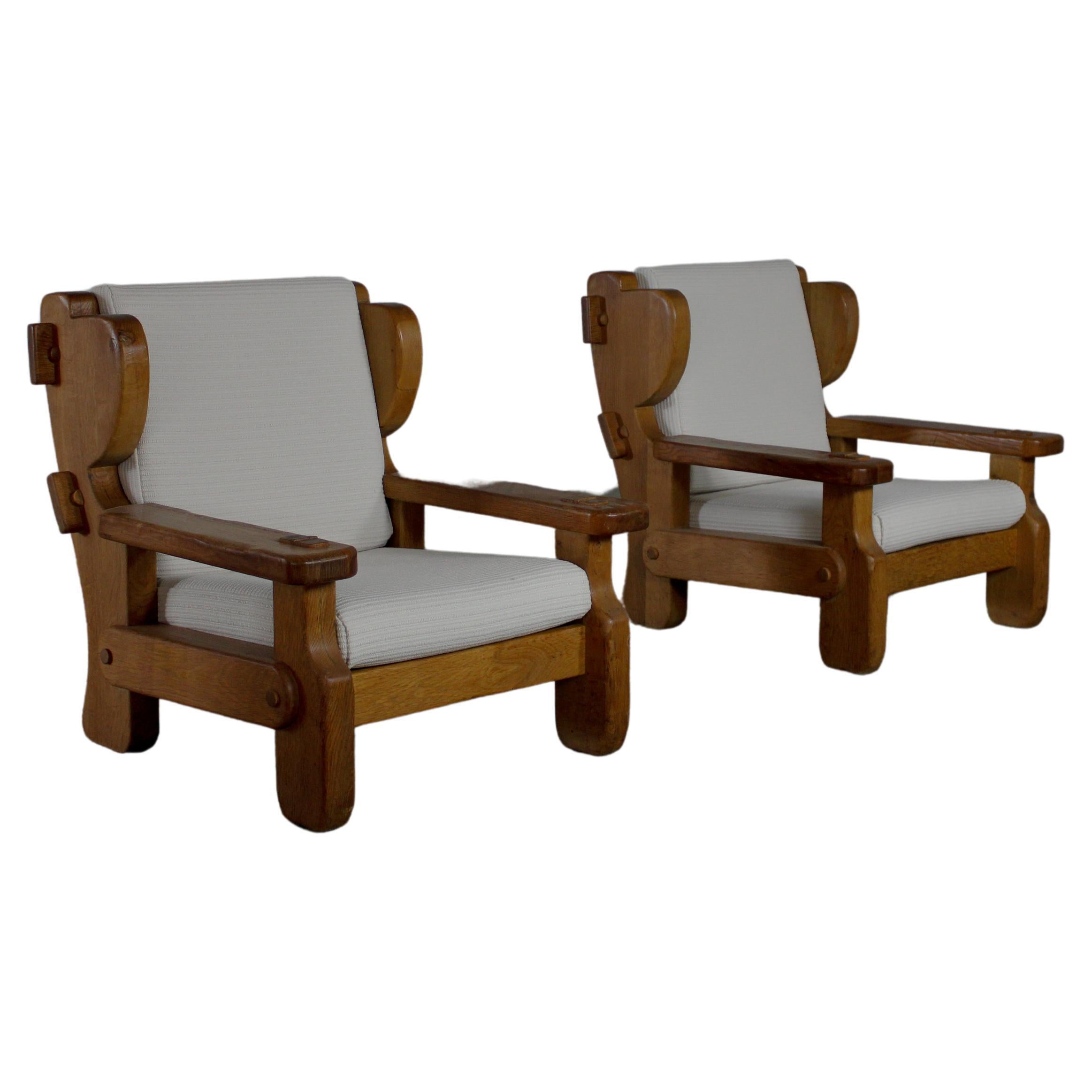 Rustic Lounge chairs, Belgium 1970s For Sale
