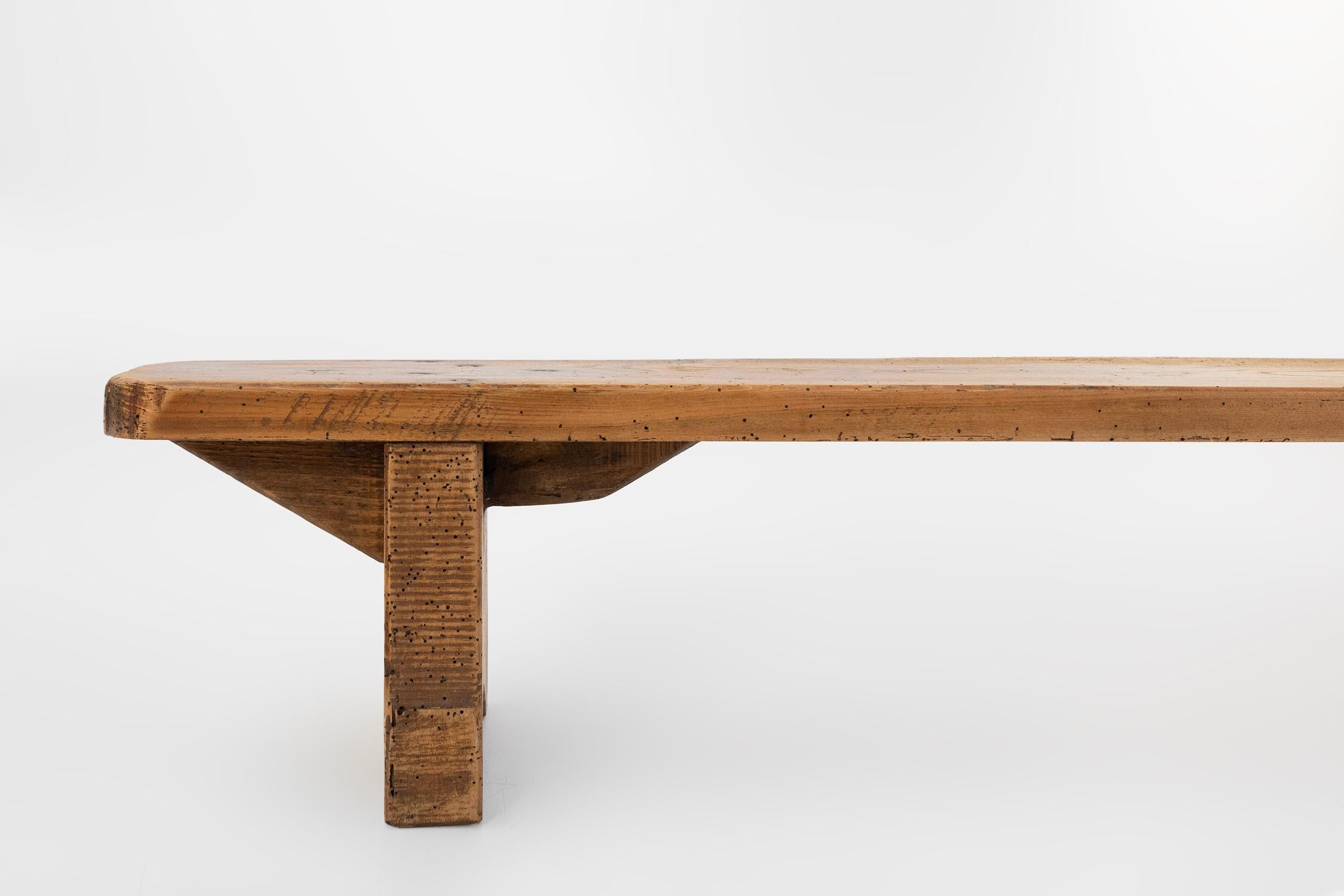 Bois Banc bas rustique en bois massif, France, vers 1850 en vente