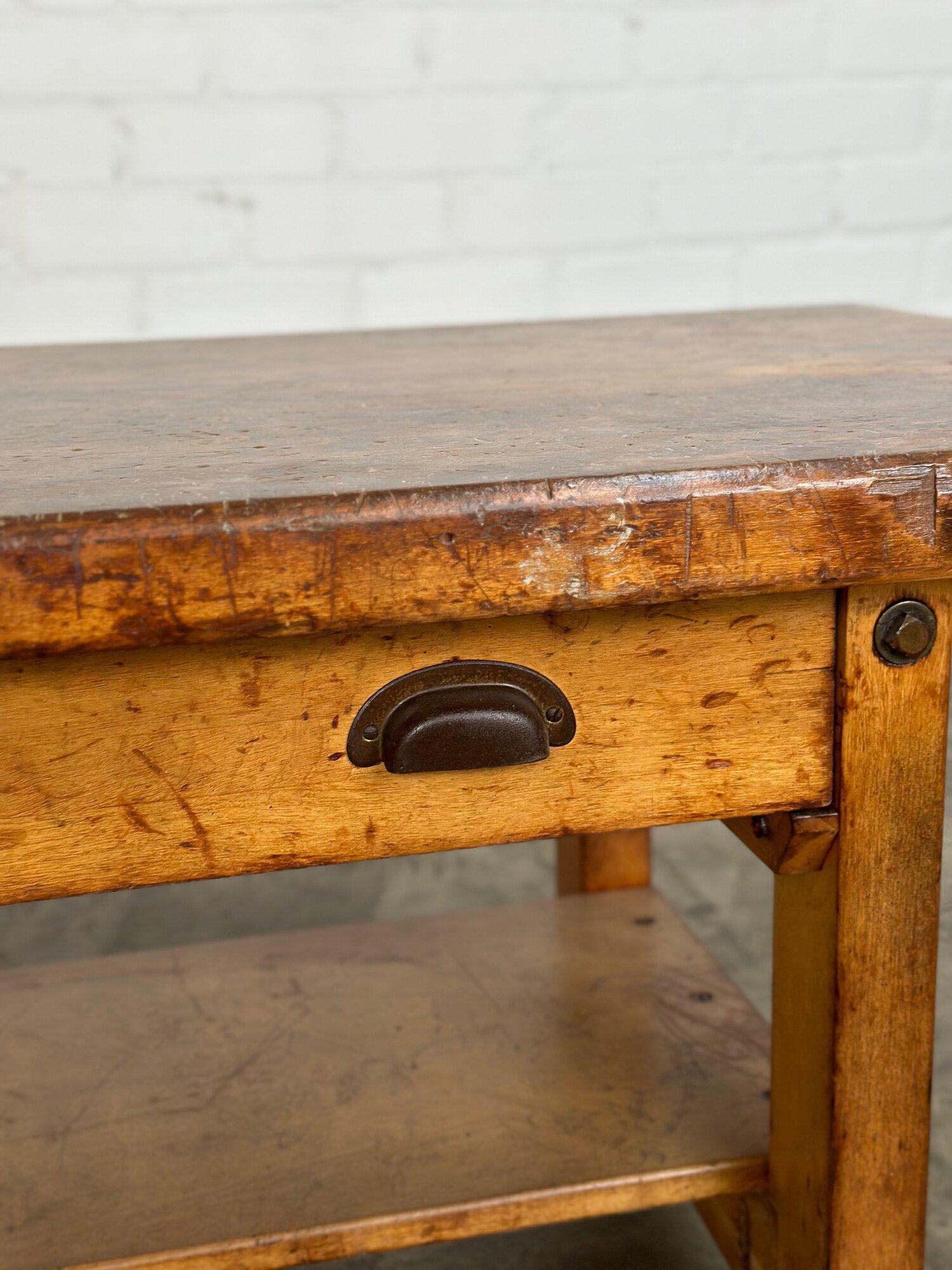 Late 20th Century Rustic low profile work bench- reworked
