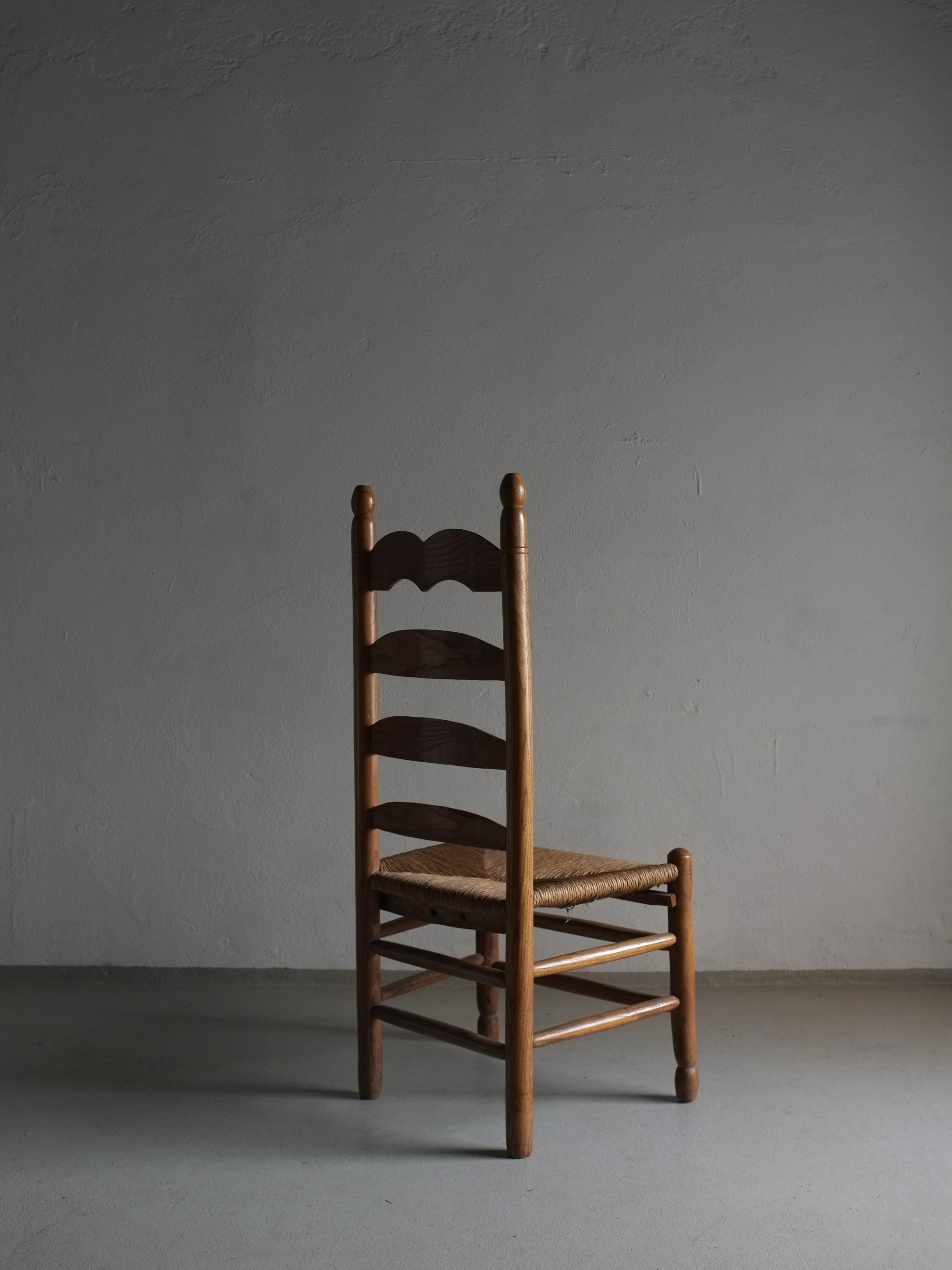 20th Century Rustic Low Rush Seat Chair, France 1960S For Sale