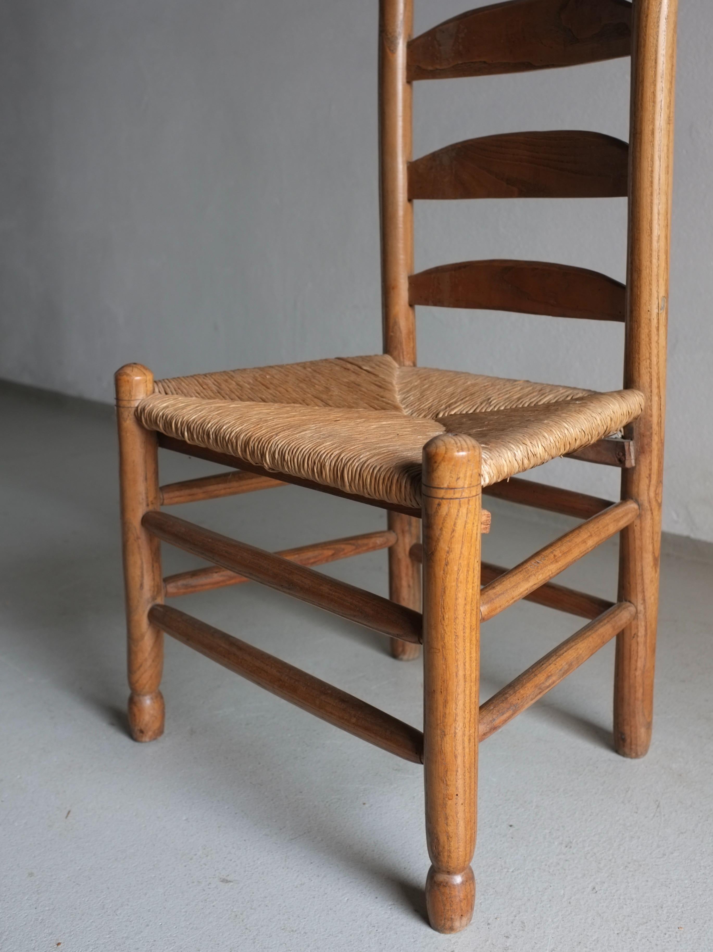 Rustic Low Rush Seat Chair, France 1960S For Sale 2