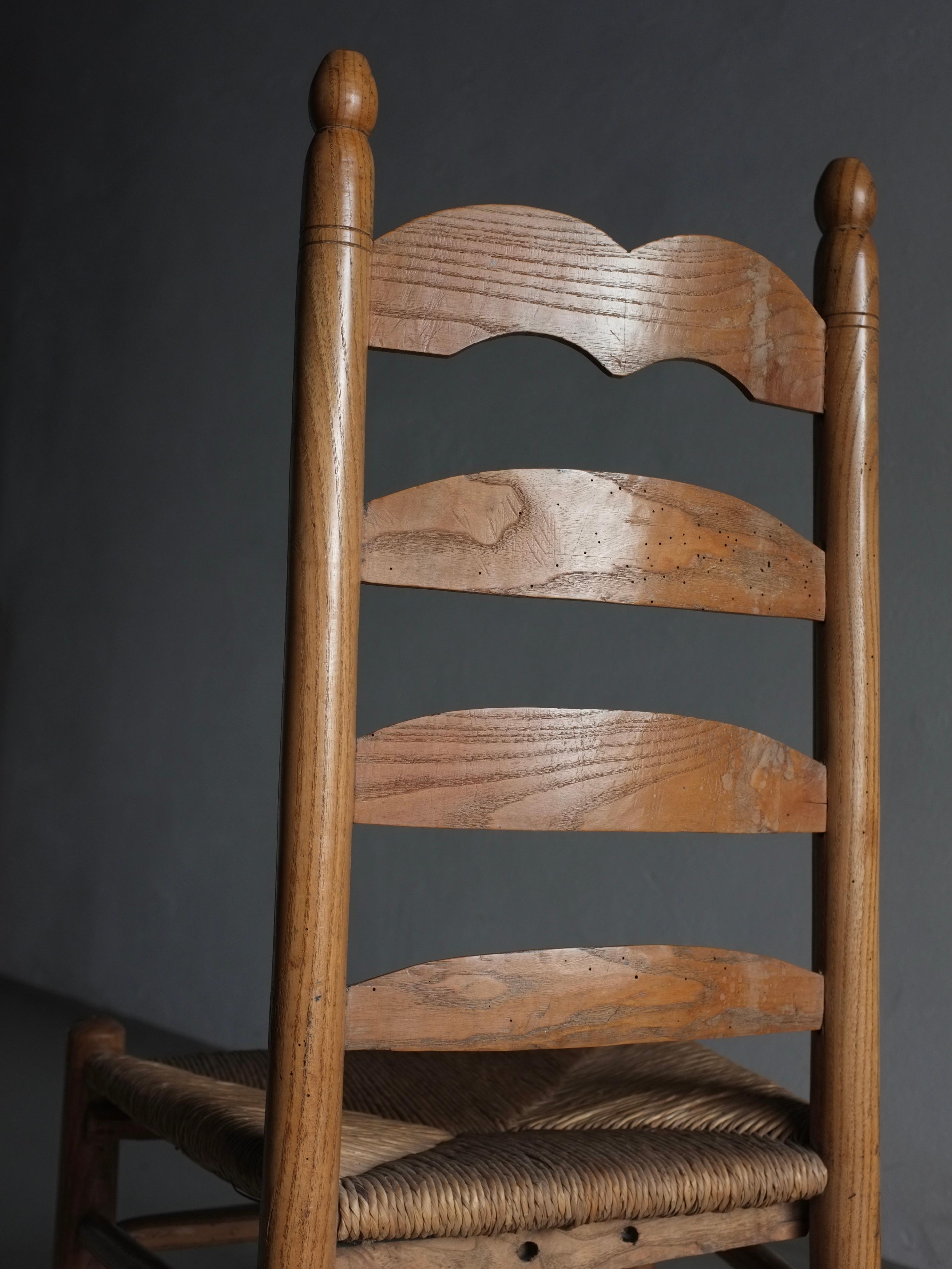 Rustic Low Rush Seat Chair, France 1960S For Sale 3