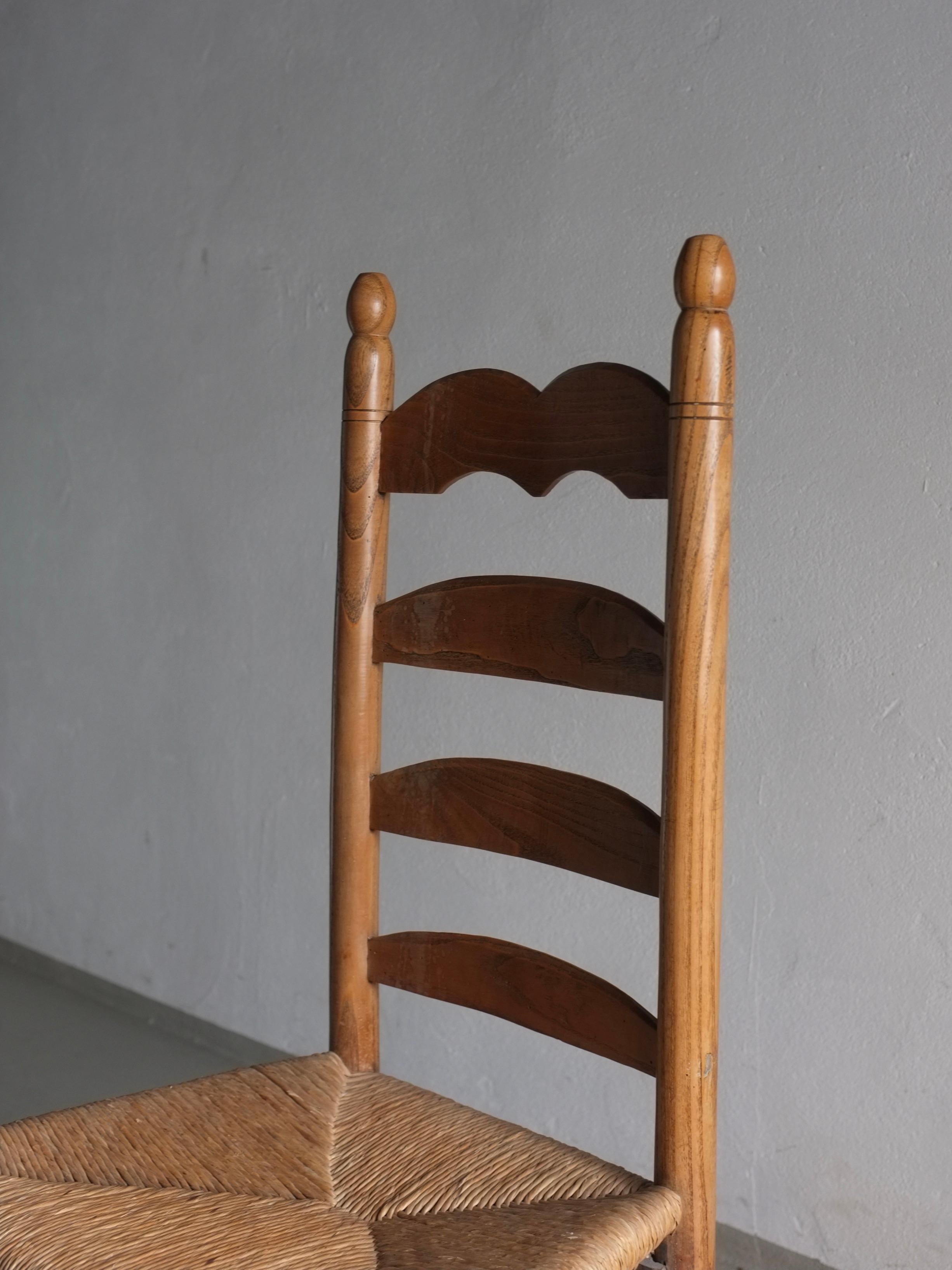 Rustic Low Rush Seat Chair, France 1960S For Sale 1