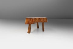 Rustic low Wooden tripod tree trunk Side Table, Belgium ca. 1900