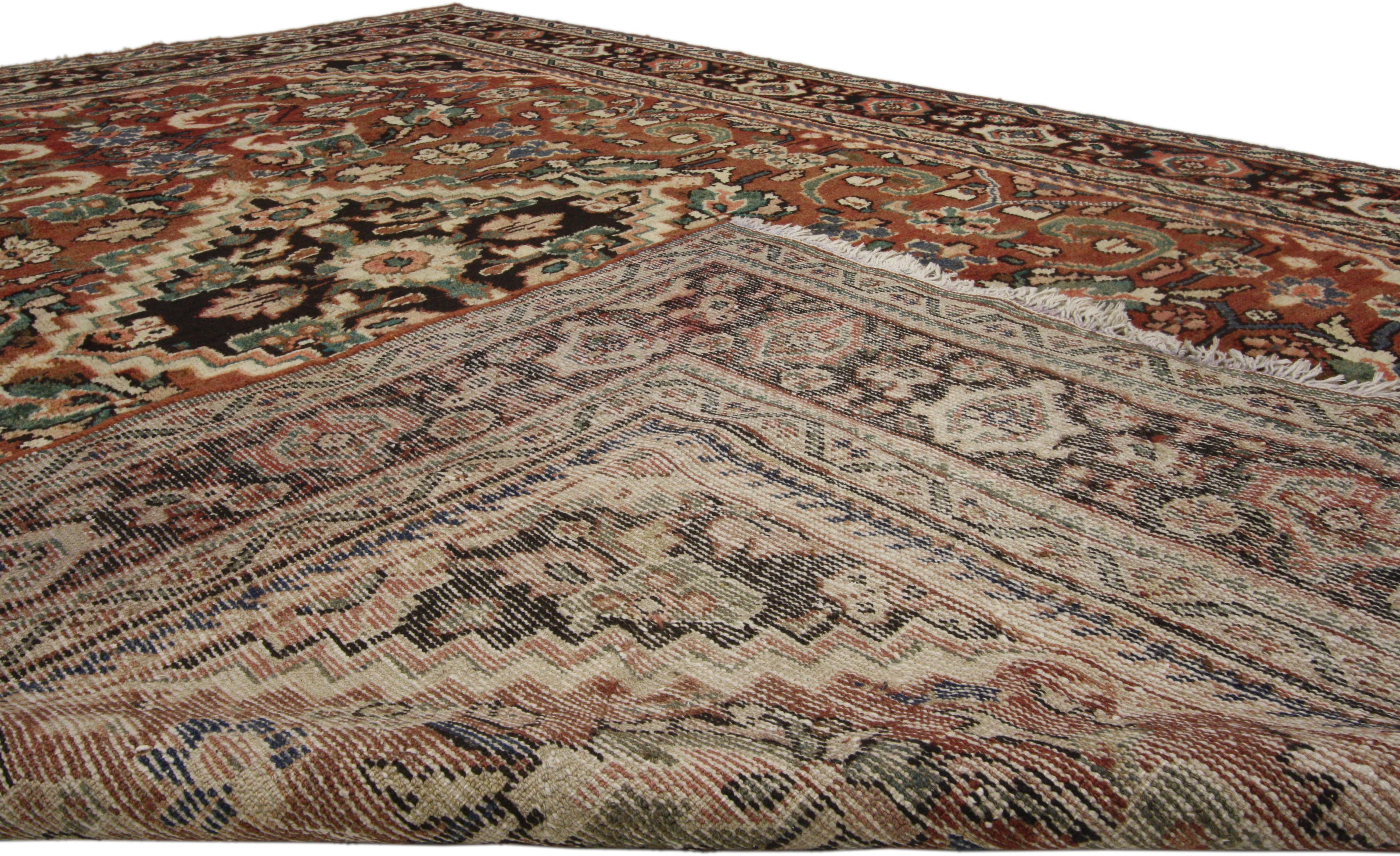 Persischer Mahal-Teppich im modernen, rustikalen Luxe-Stil, Vintage  (Handgeknüpft) im Angebot