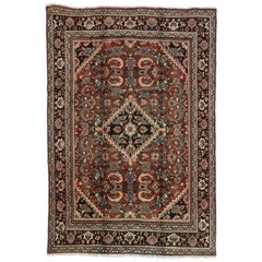 Vintage Persian Mahal Area Rug with Modern Rustic Luxe Style 