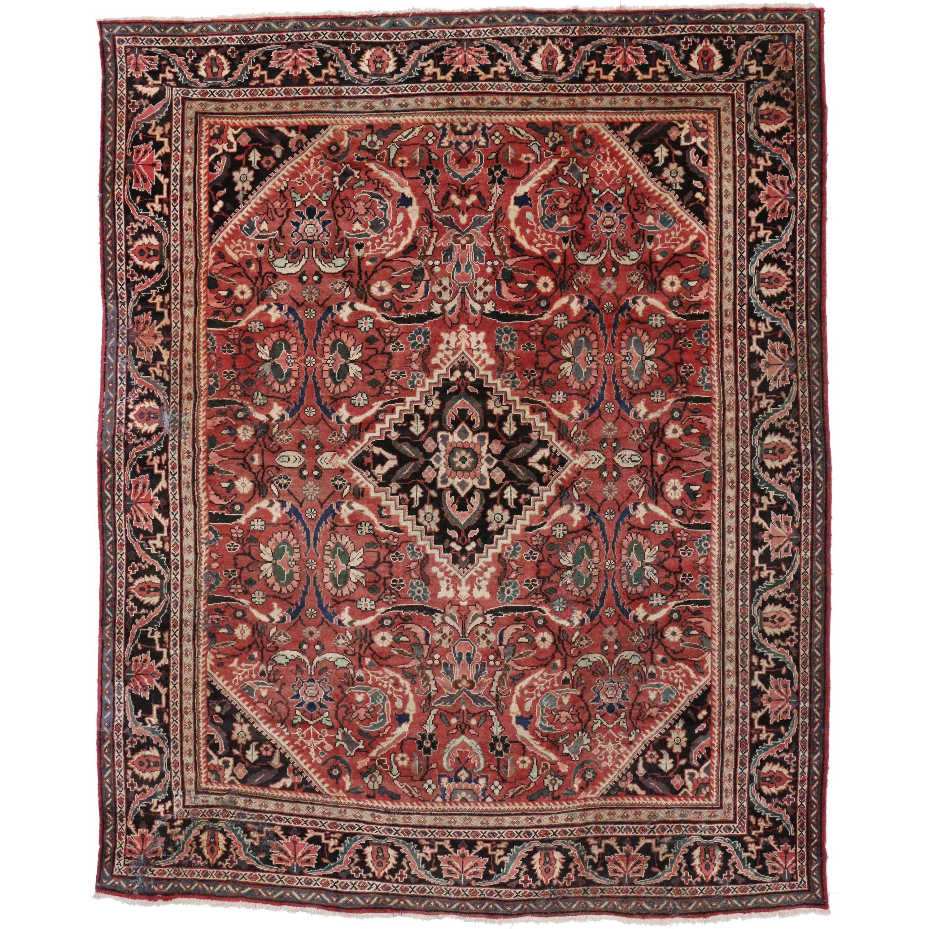 Vintage Persian Mahal Area Rug with Modern Rustic Luxe Style For Sale