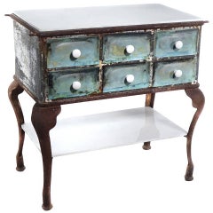 Antique Rustic Medical Side Table