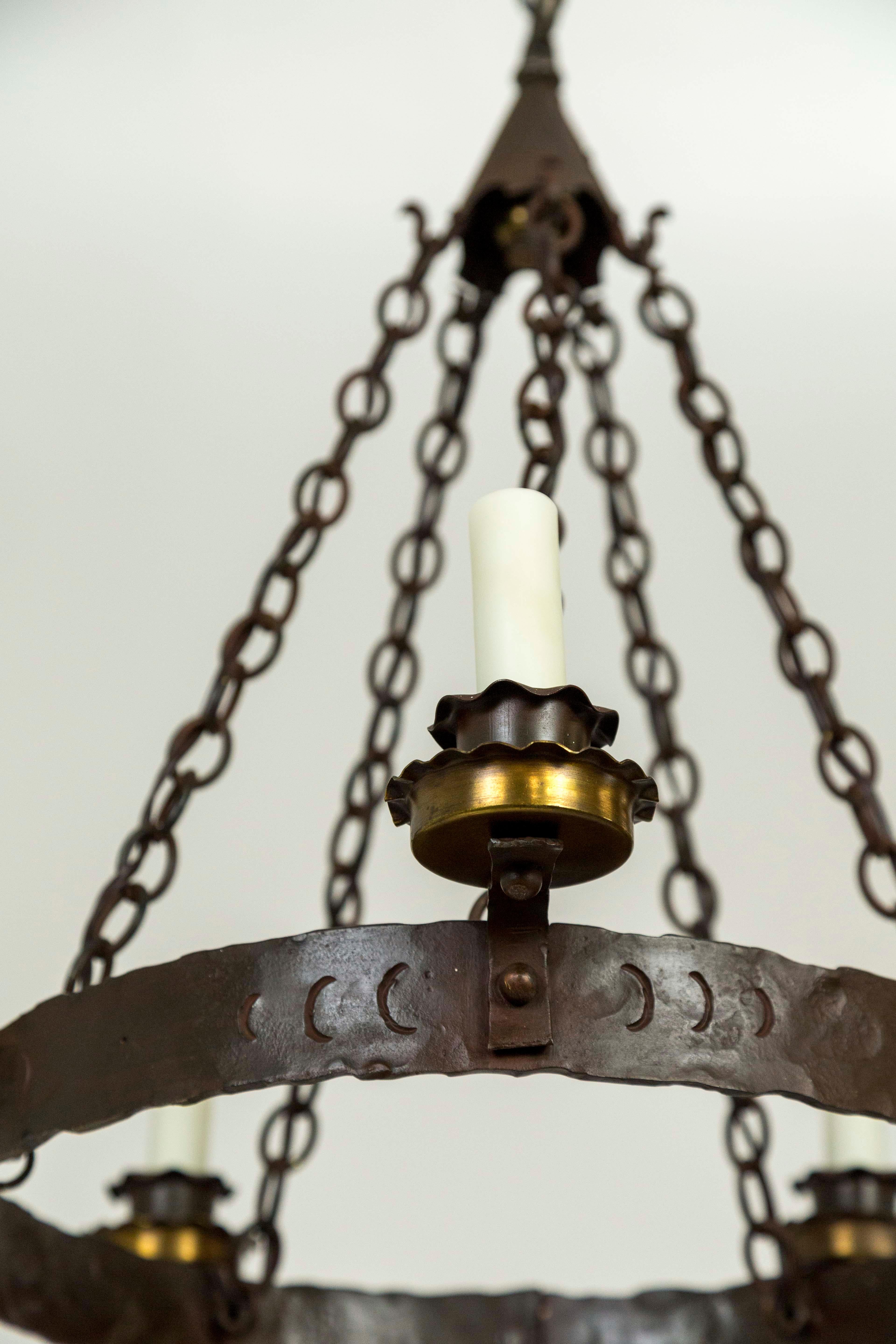 Renaissance Revival Rustic Medieval Style Wrought Iron Chandelier