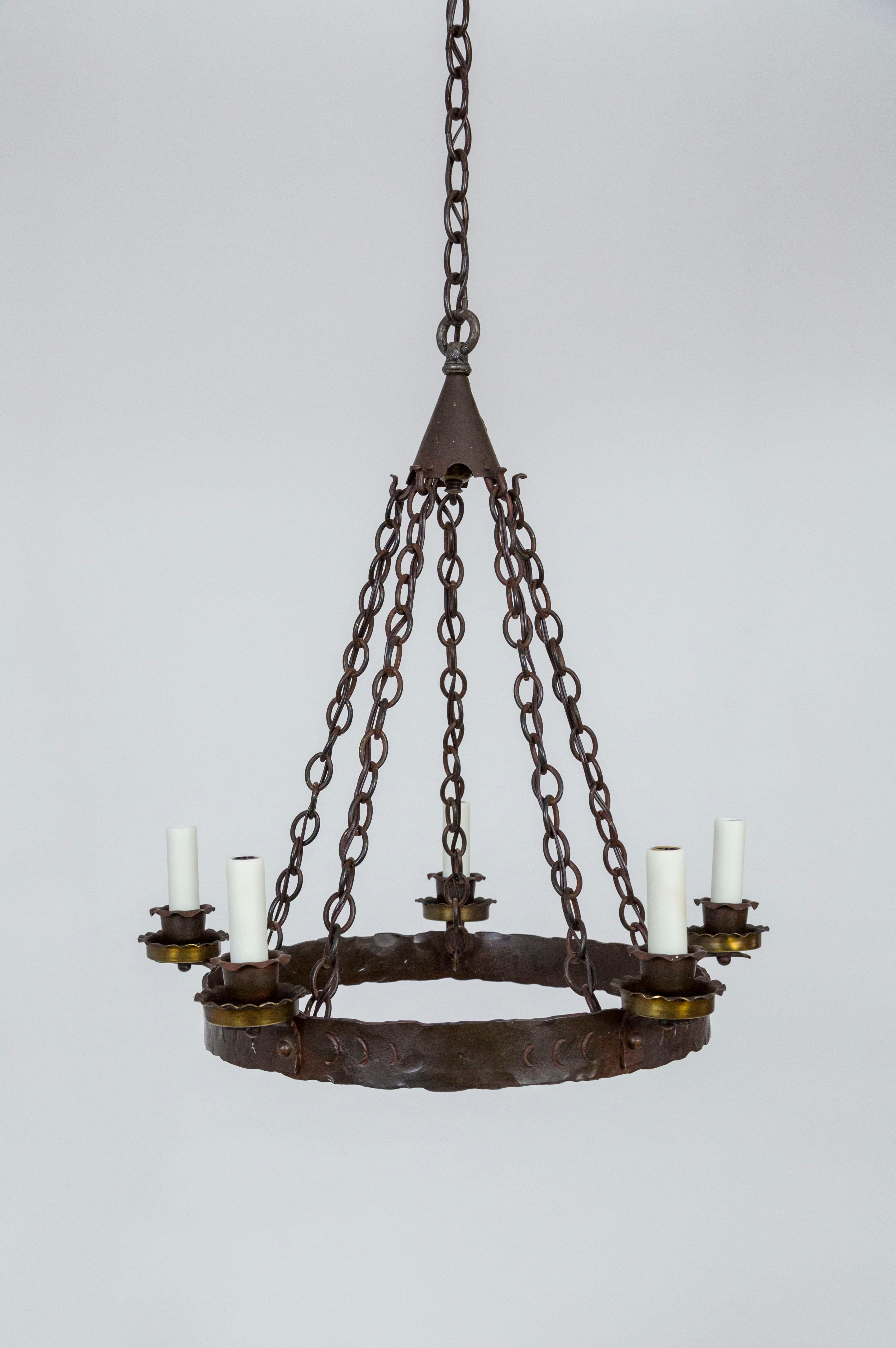 20th Century Rustic Medieval Style Wrought Iron Chandelier