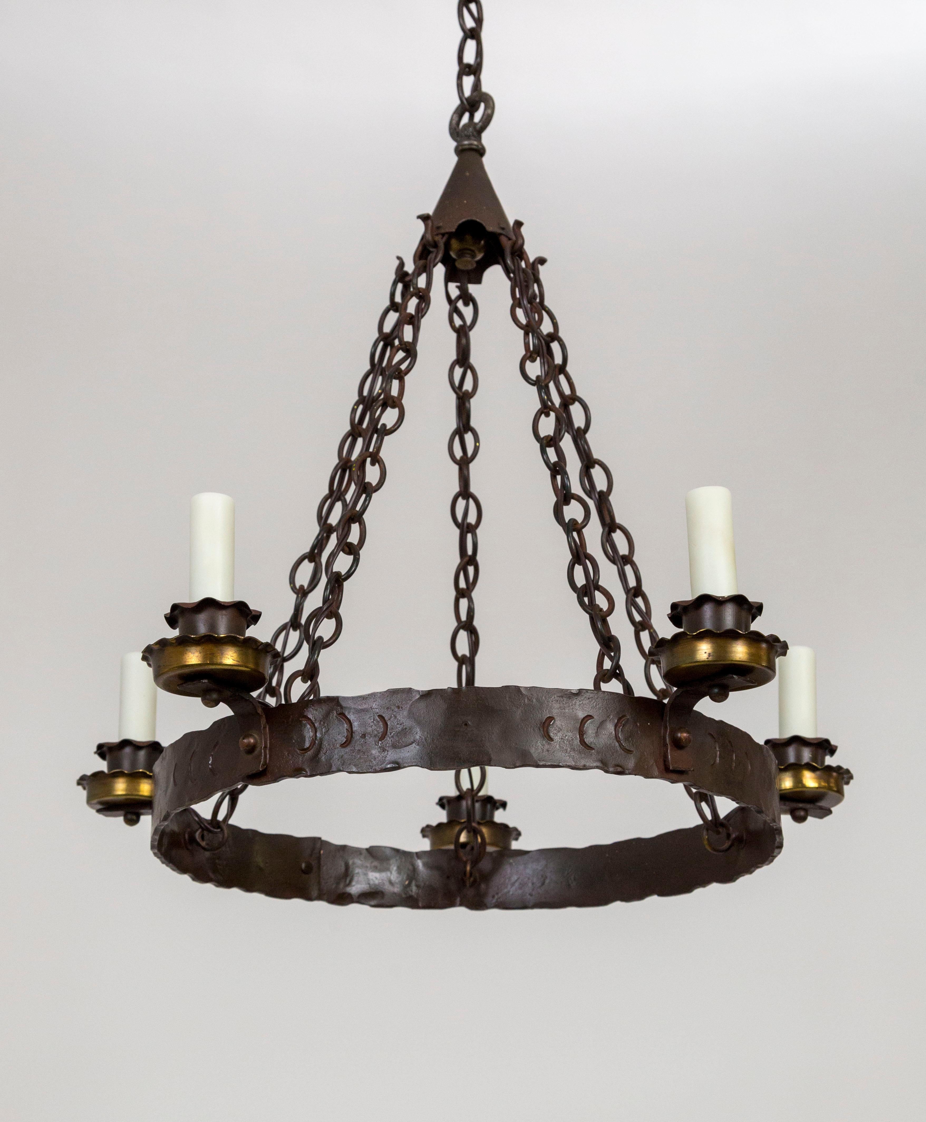 Brass Rustic Medieval Style Wrought Iron Chandelier