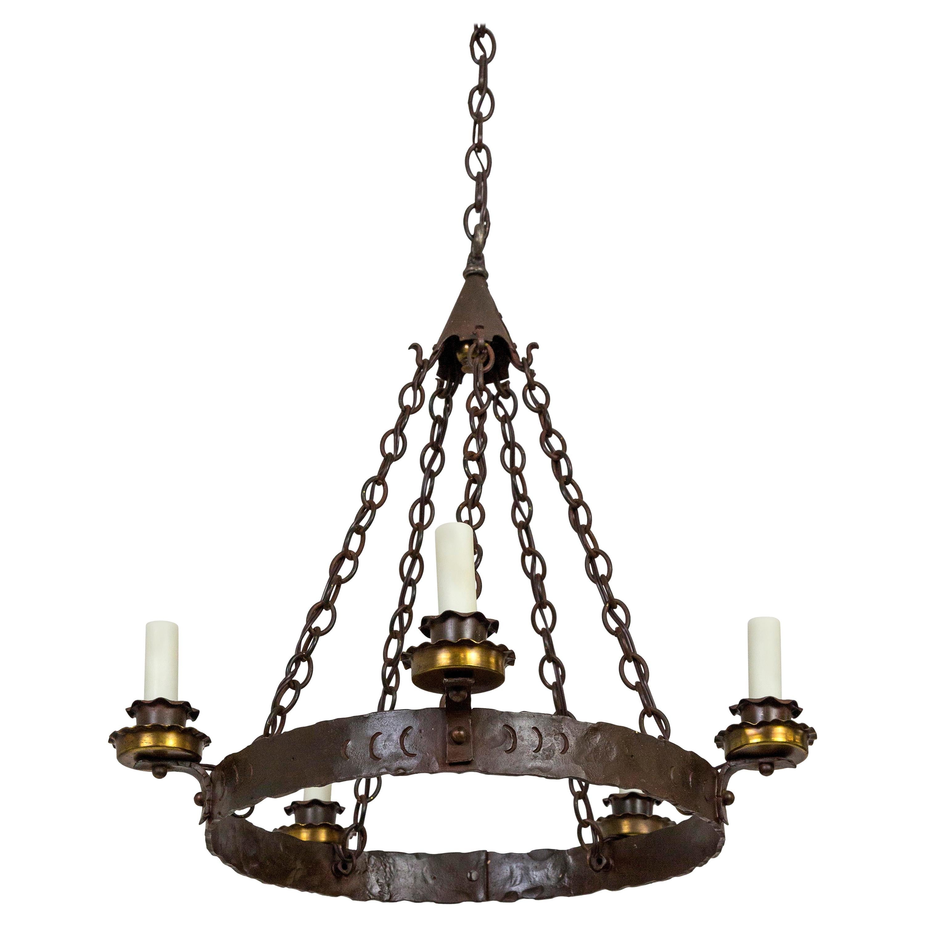 Rustic Medieval Style Wrought Iron Chandelier