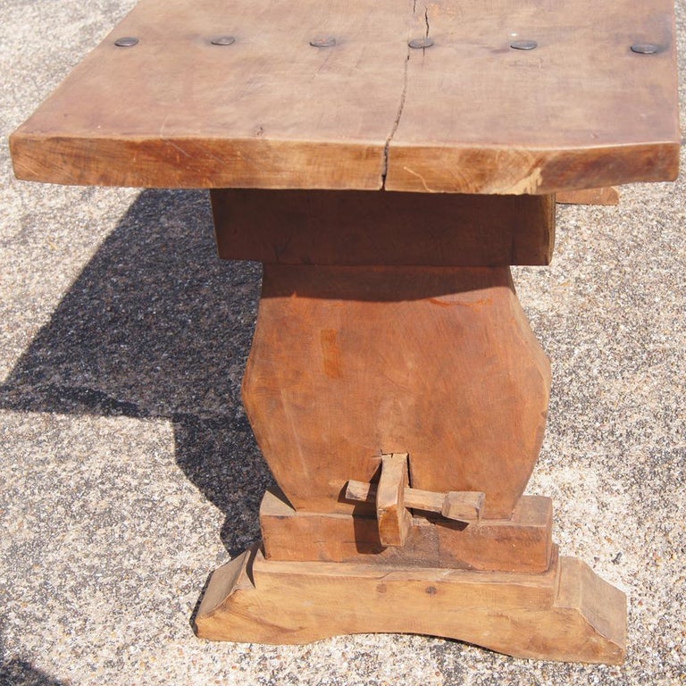 Rustic Mesquite Trestle Console Dining Table For Sale at 1stDibs