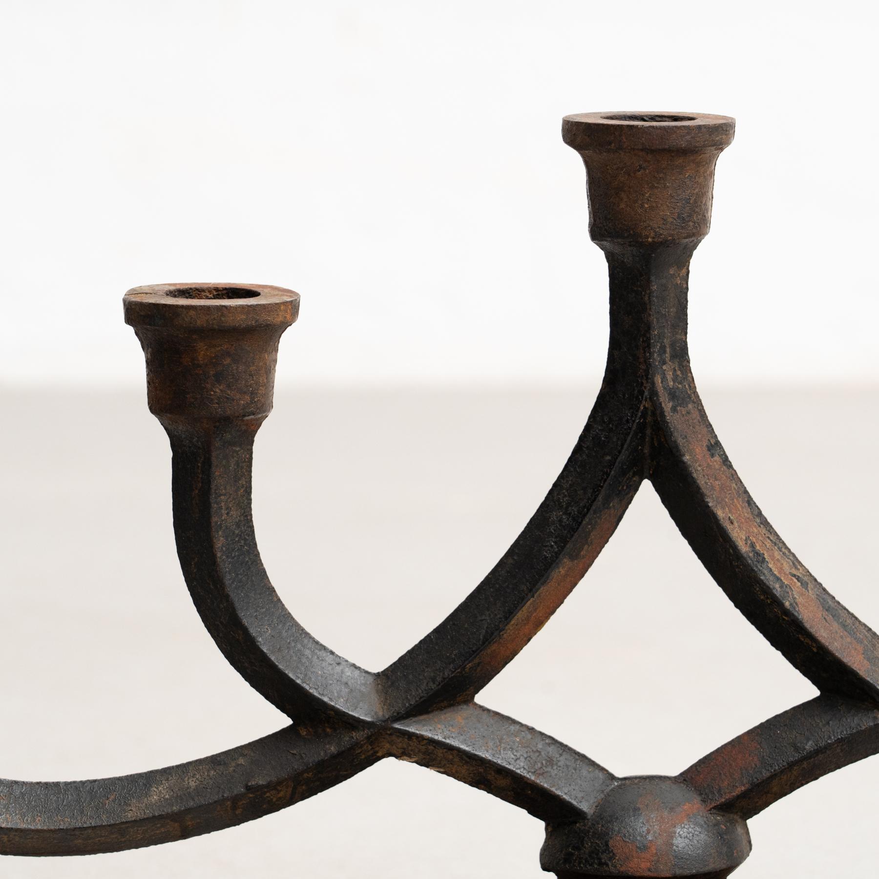 Rustic Metal Candle Holder, circa 1940 For Sale 6