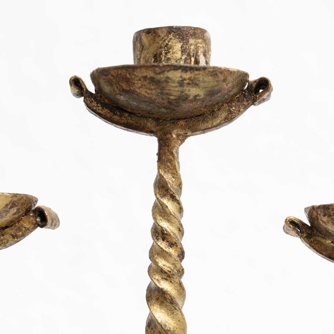 Rustic Metal Candle Holder, circa 1940 7