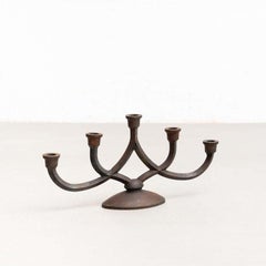 Rustic Metal Candle Holder, Mid-Century Modern, Spain, Circa 1940
