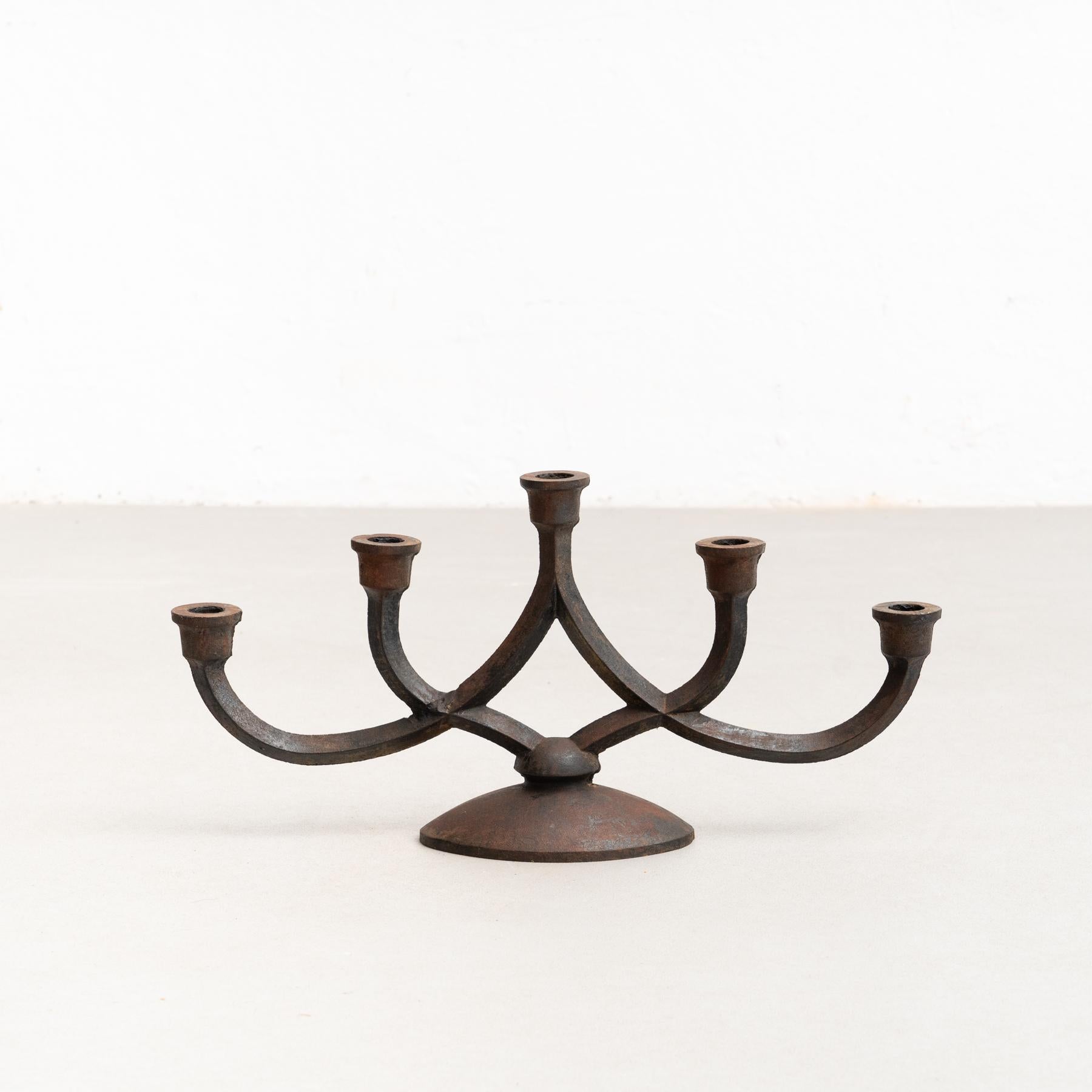 Other Rustic Metal Candle Holder, circa 1940 For Sale